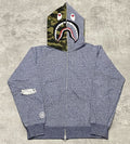 Bape Shark Heather Gray Fullzip Hoodie