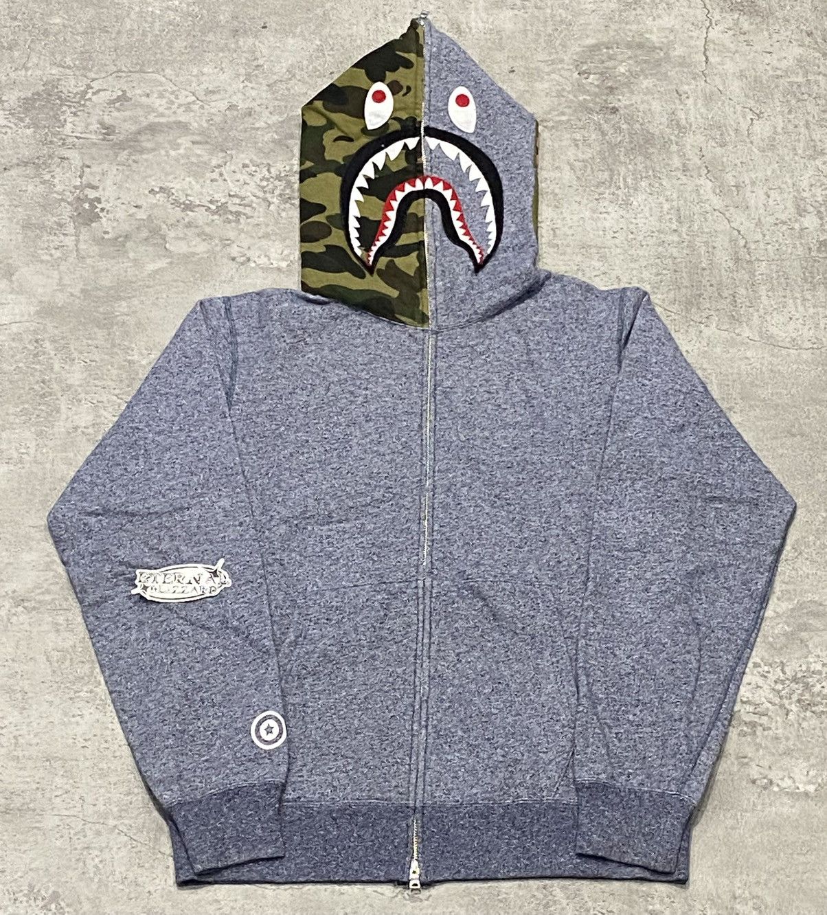 Bape Shark Heather Gray Fullzip Hoodie