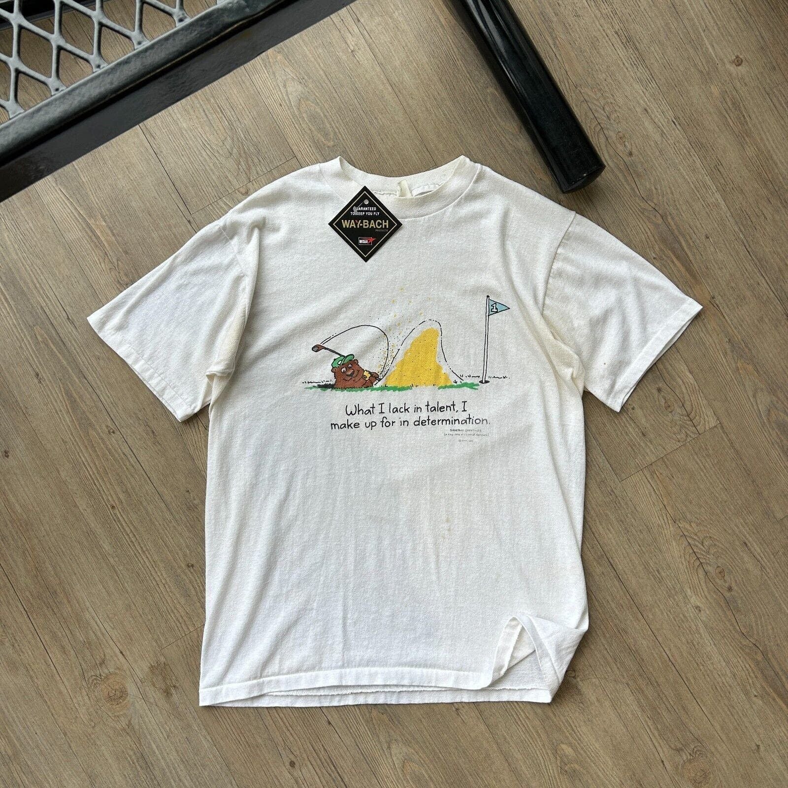 Vintage 90s Golf Illustration White Quote T Shirt Sz L Hoodie, Sweatshirt | FlexRushtees.com