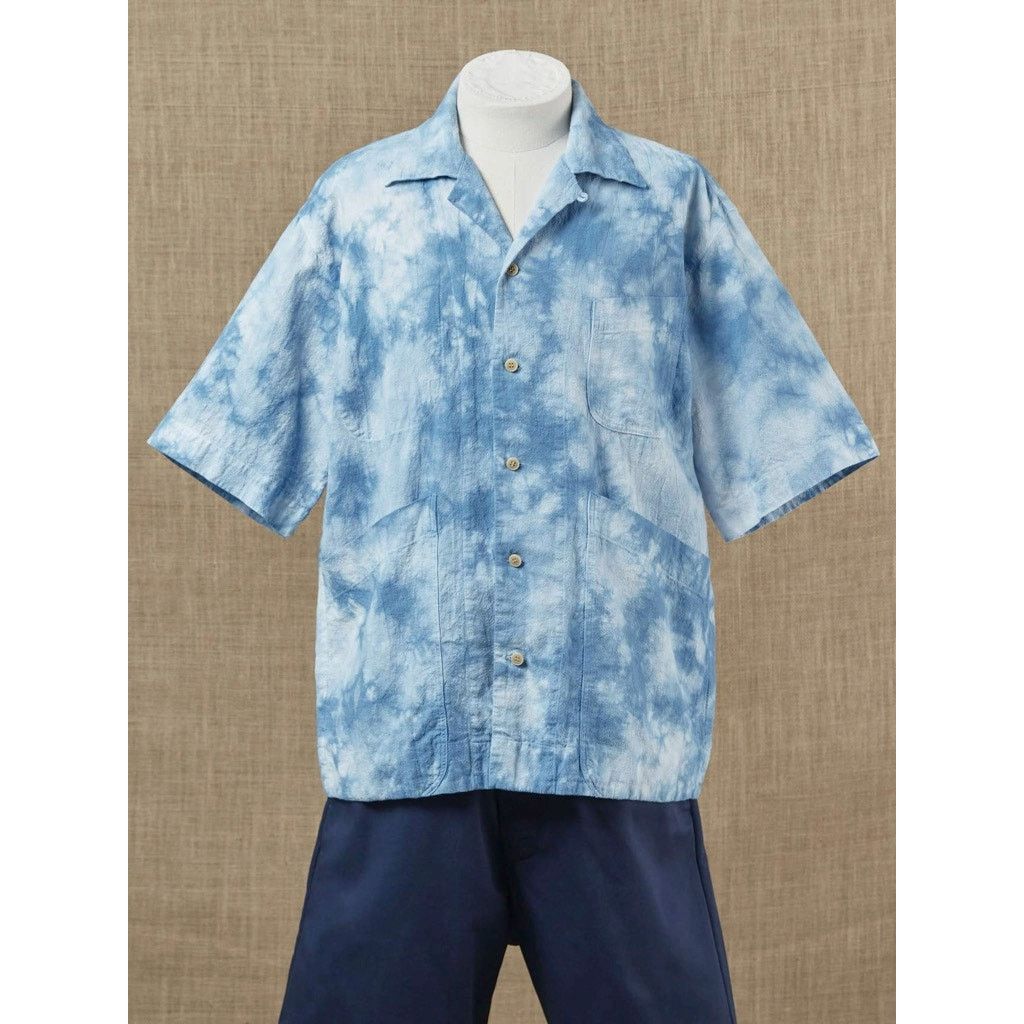 Nicholas Daley Beach Shirt Blue Tie Dye Cotton Chore Pockets 40 L Nwt