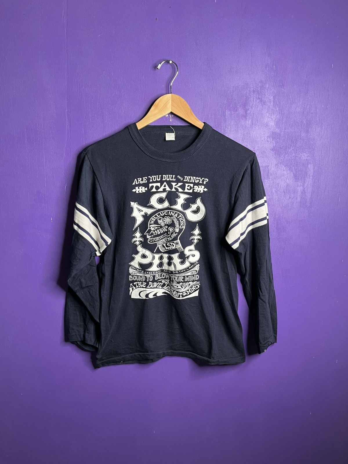 Vintage 80s Take Acid Pills Psychedelic Raglan T Shirt