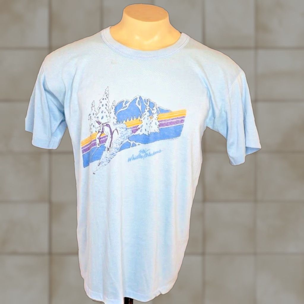 Vintage Vtg 80 S Whistler Blackcomb Ski Resort Blue Shirt Xl Ski Snowboard Screen Stars Mens Graphic