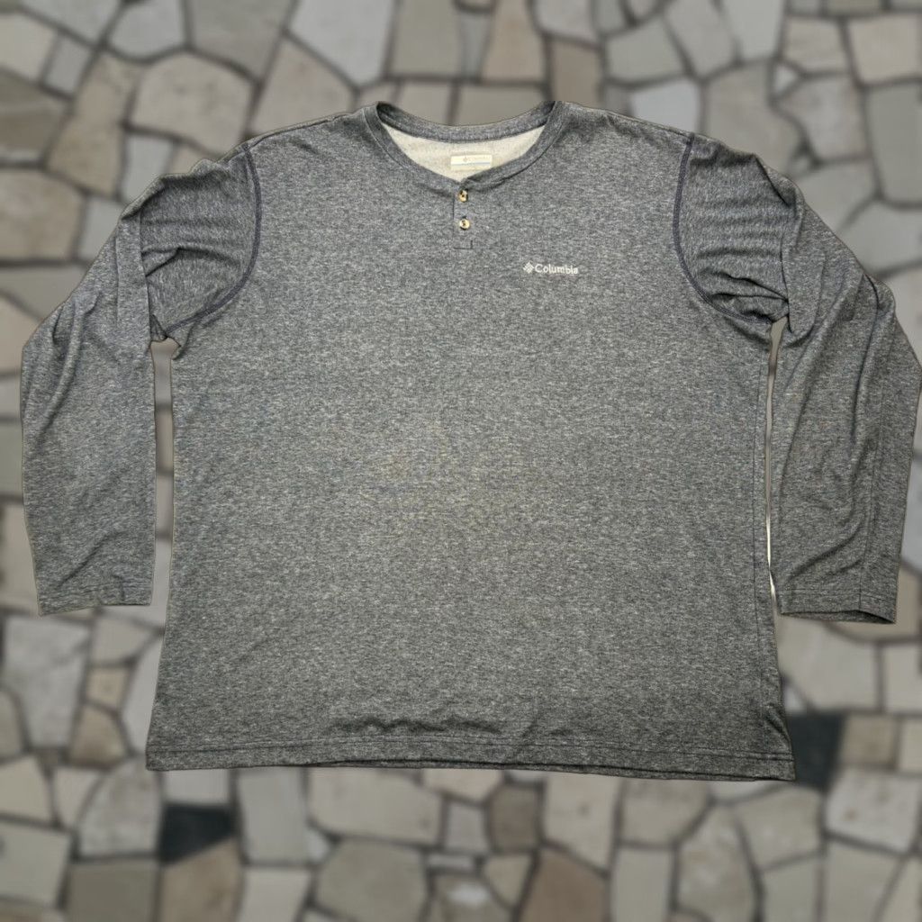 Vintage Columbia Mens Xxl Gray Shirt Henley Omni Wick Long Sleeve Pullover T Shirt Outdoor All Seaso