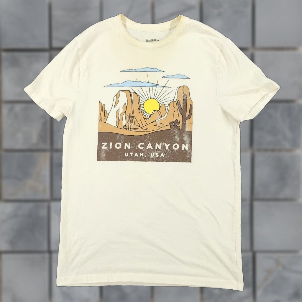 Vintage Goodfellow Co Shirt Adult Small Beige Graphic Tee Utah Usa Outdoor Short Sleeve Mens