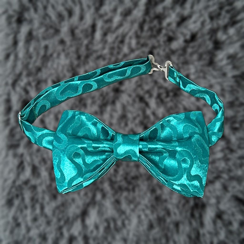 Altea Custom Handmade Bow Tie Mens Teal Green Satin Pre Tied Adjustable Butterfly