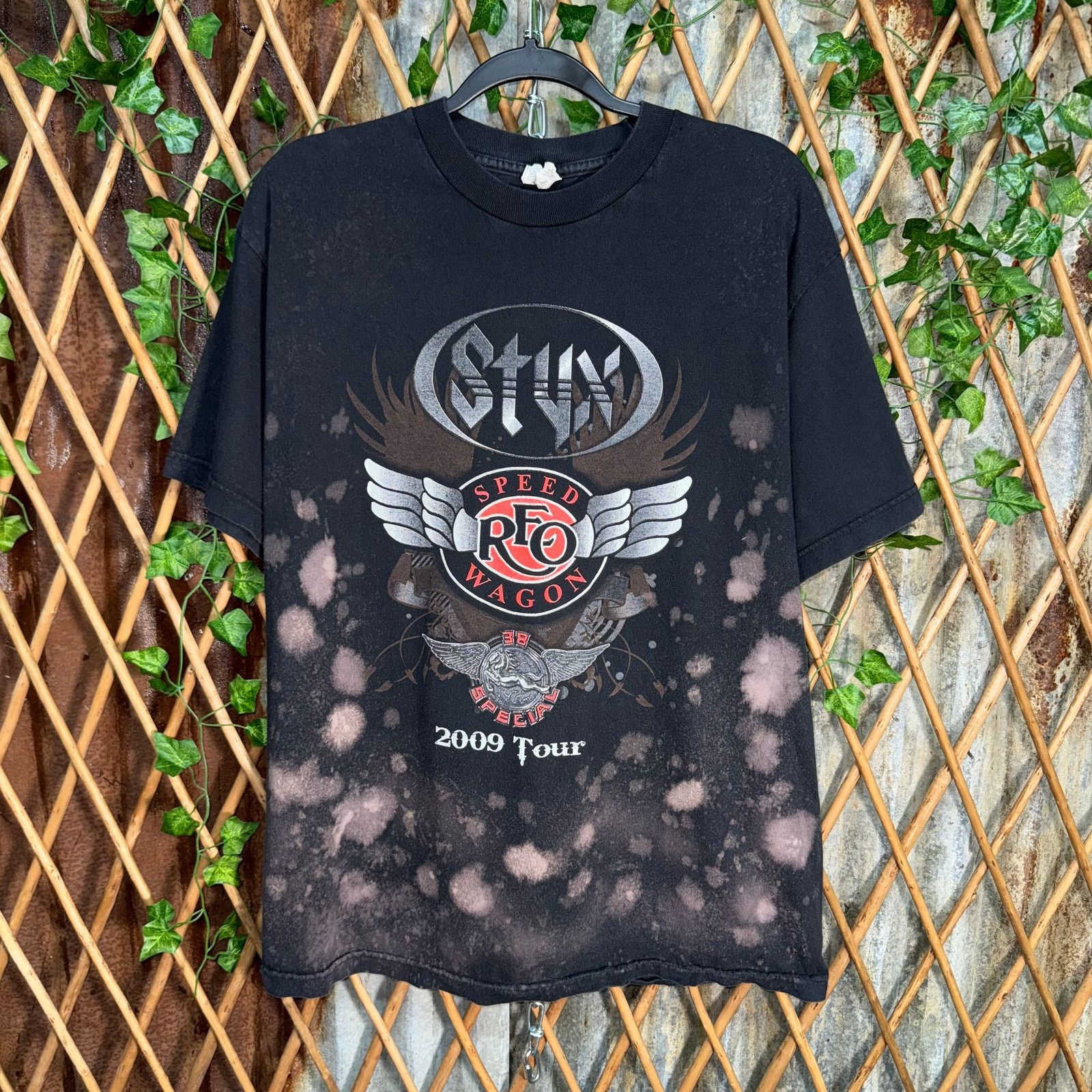 Vintage Y2k Styx 2009 Tour Bleach Tie Dye Band 2000s T Shirt