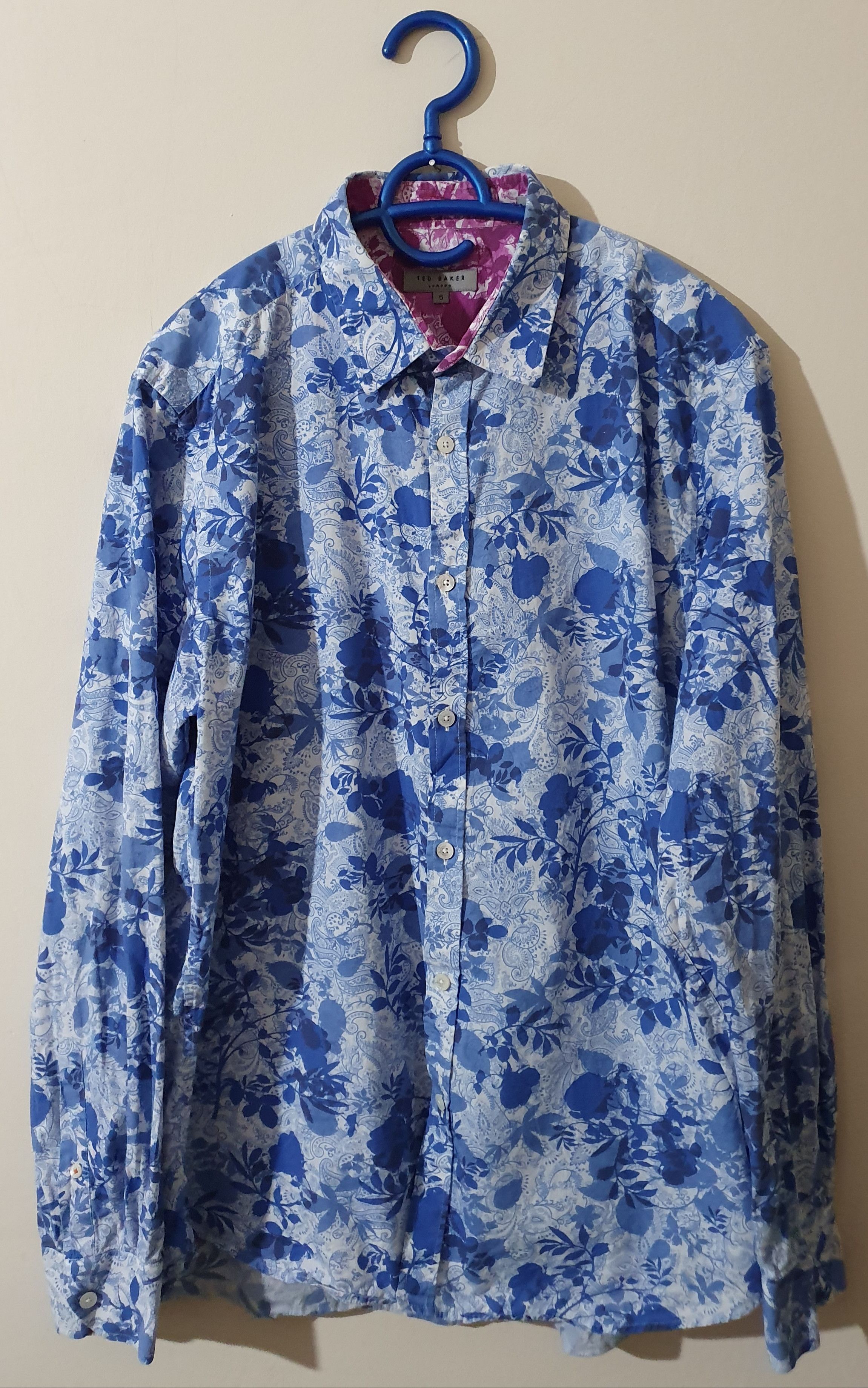 Baker Ted Baker Blue Cotton Floral Shirt Hoodie, Sweatshirt | AU16VibeMintTees.com