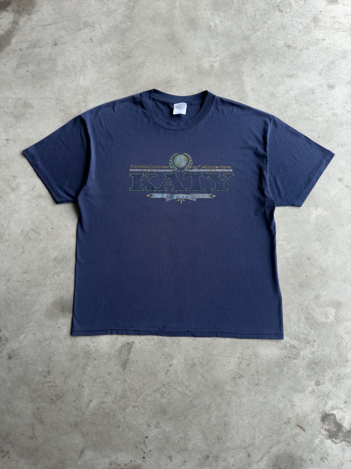 Other Vintage 90s Navy Blue Katy Texas Boxy Tee L Hoodie, Sweatshirt | FlexRushtees.com