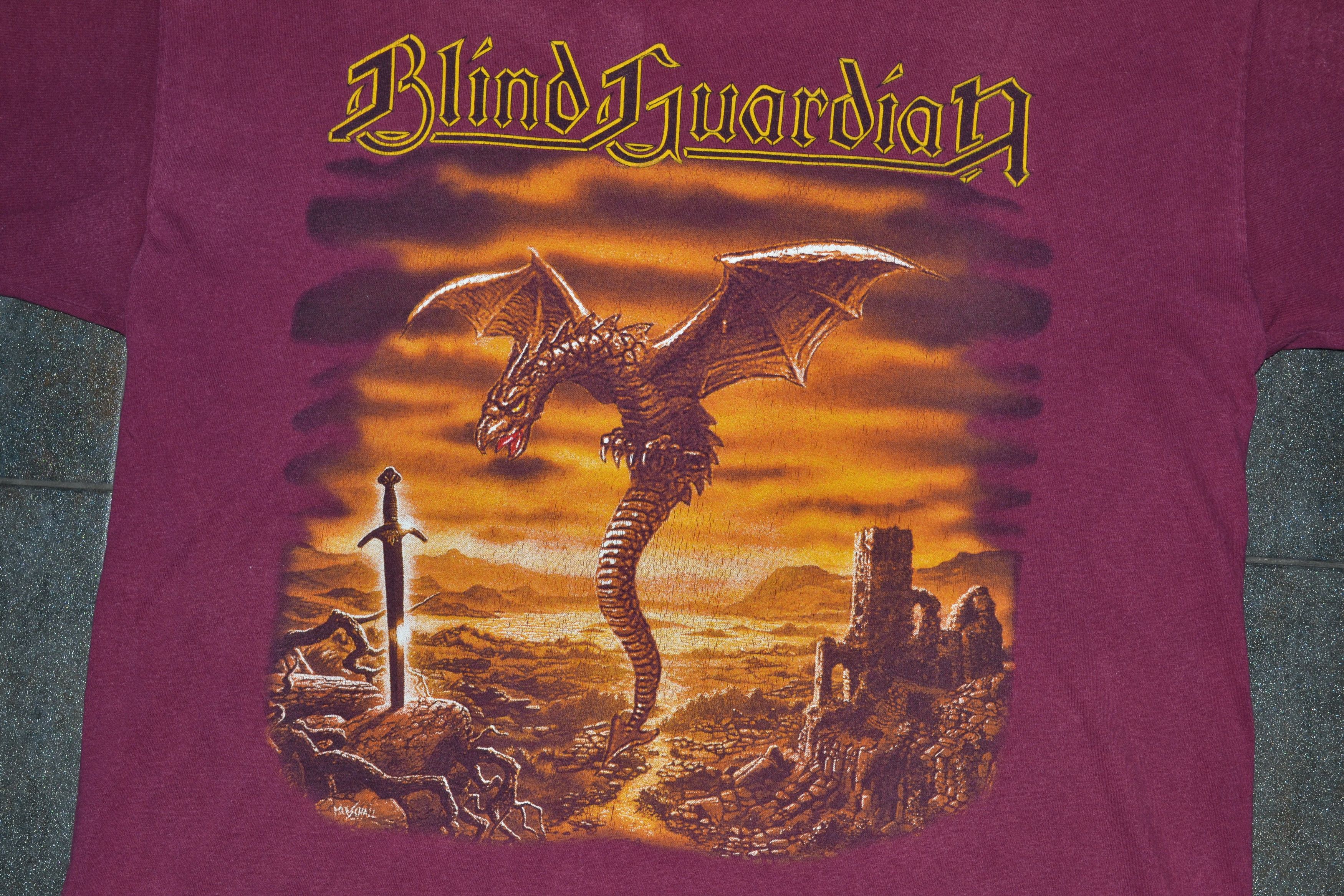 Band Tees × 90s Vintage Blind Guardian Tour Promo Red T-shirt Hoodie, Sweatshirt | FlexRushtees.com