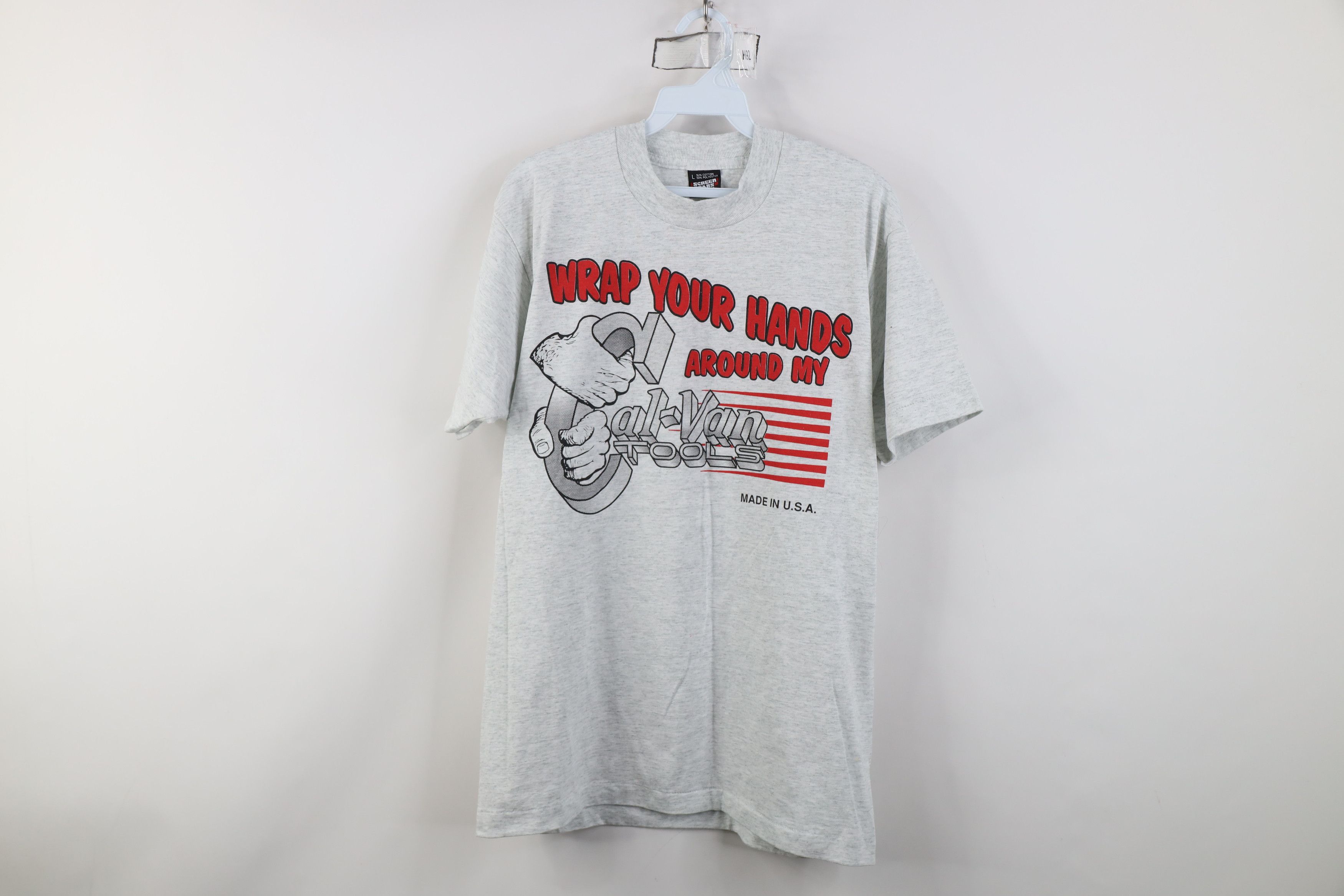 Vintage 90s Van Tools Wrap Your Hands T Shirt Gray Usa Hoodie, Sweatshirt | FlexRushtees.com