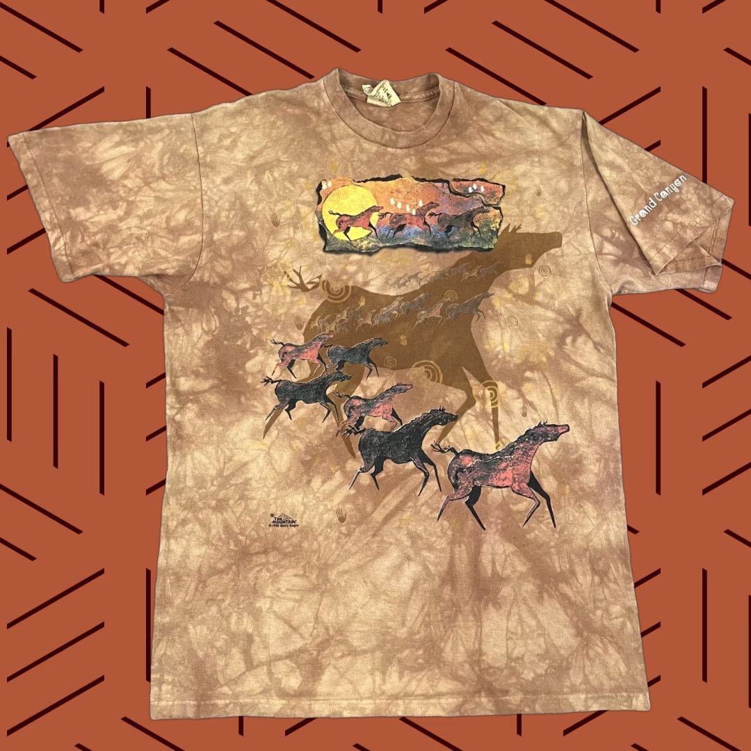 Mountain Vintage The Mountain T Shirt Men Large Horses Native Tribal Western 90s Outdoors