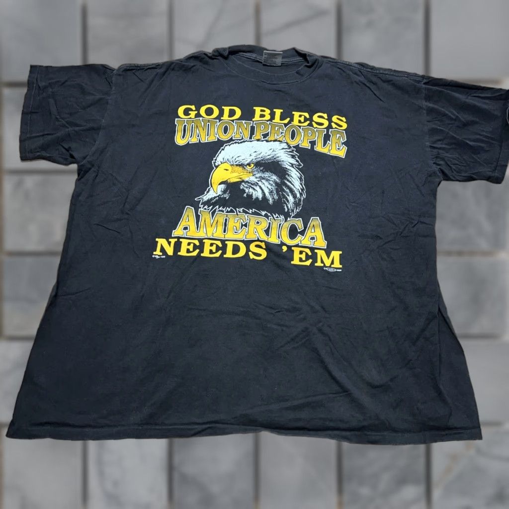 Vintage Oneita T Shirt Xxxl Black Short Sleeve Crew Neck God Bless Union People America Need Hoodie, Sweatshirt
