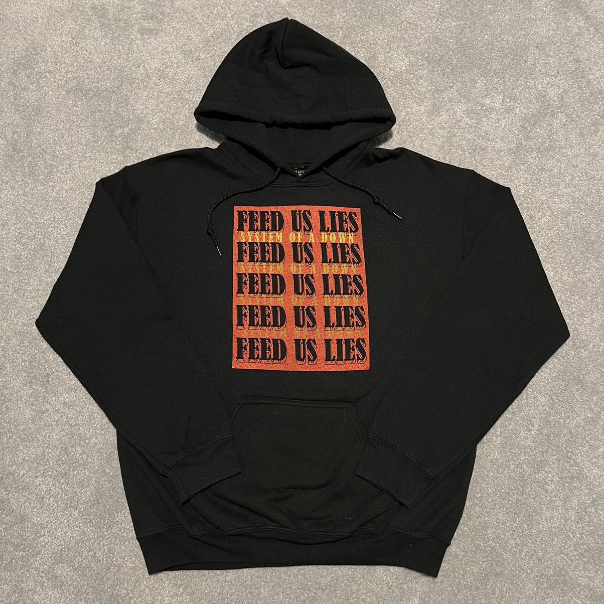 Band Tees Vintage System Of A Down Feed Us Lies Logo Pullover Hoodie Sweatshirt | FlexRushtees.com