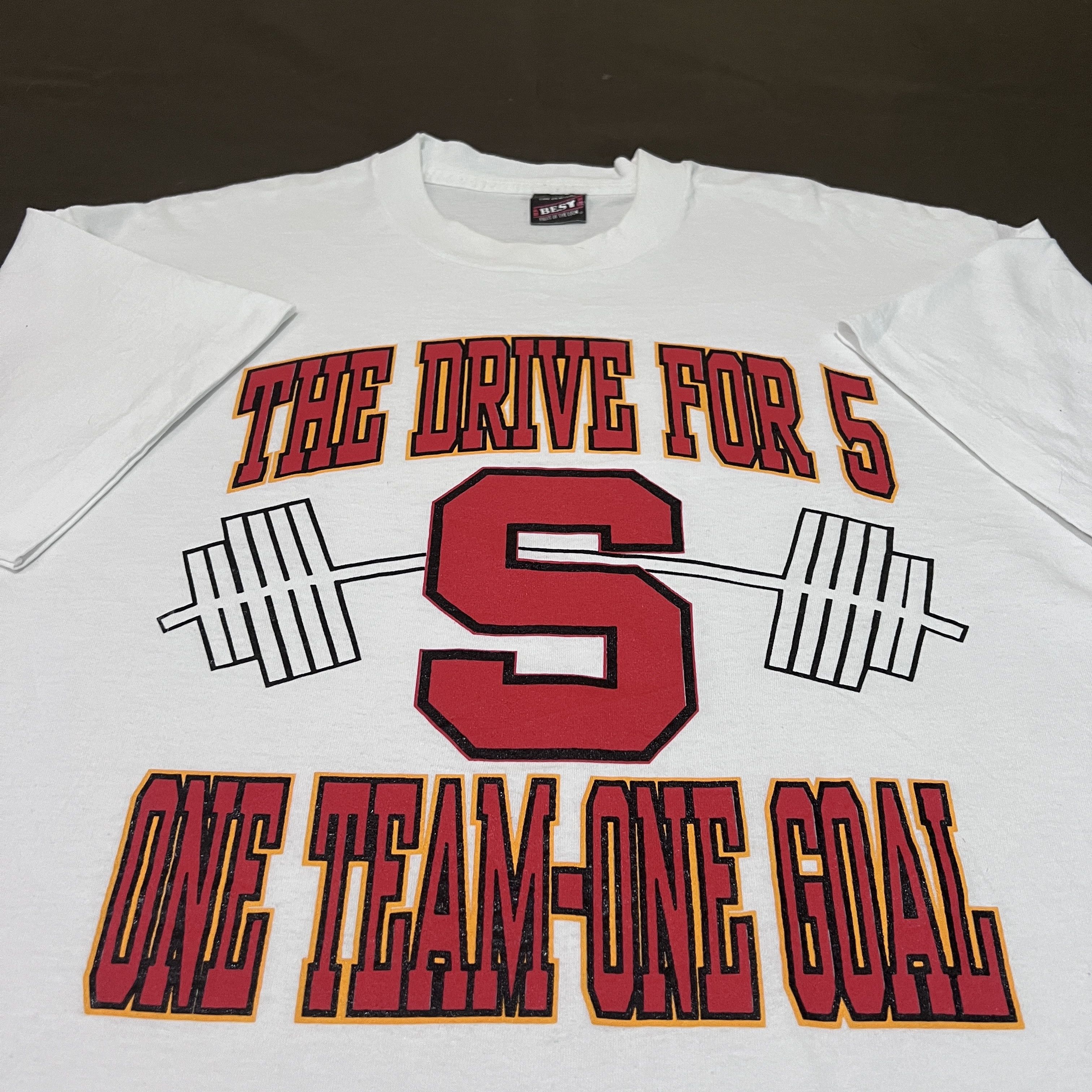 Vintage 90s The Drive For 5 One Team One Goal Quotes Tee Xl Hoodie, Sweatshirt | FlexRushtees.com
