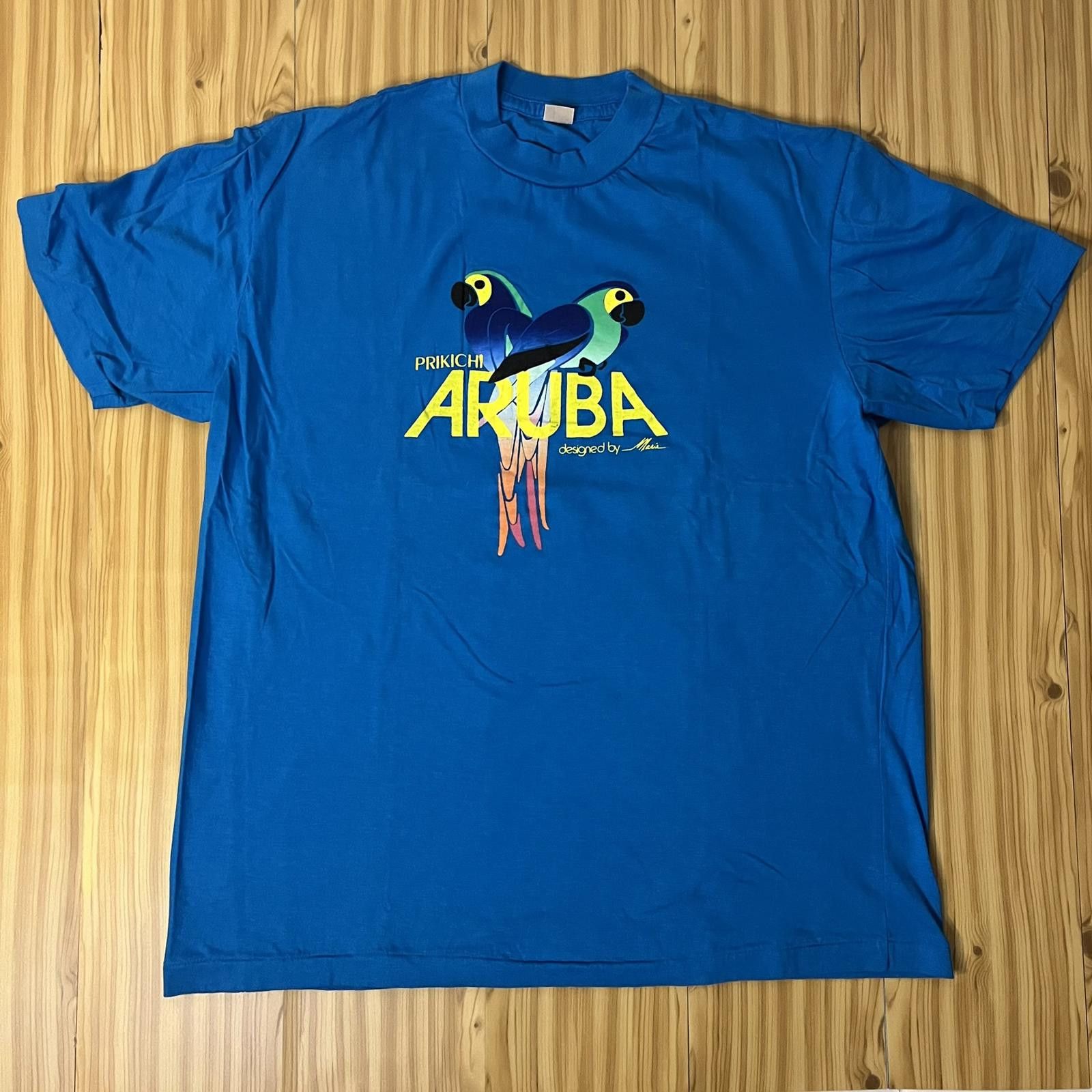 Artselab Vtg 80s Prikichi Aruba Tropical Parrot Tee Size L Xl