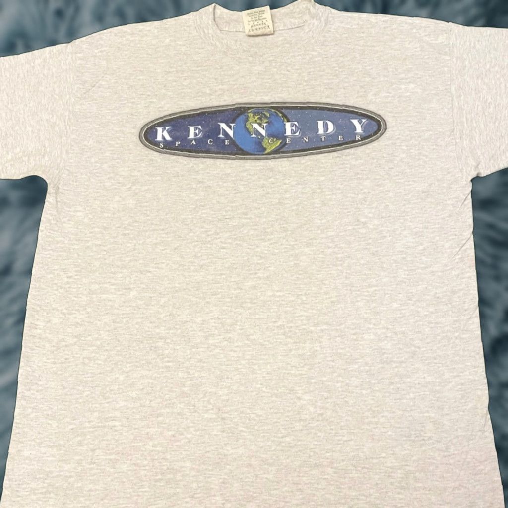 Vintage 90s Kennedy Space Center Nasa Space Earth Vtg Shirt Mens Size L Gray Shirts Mens 90s
