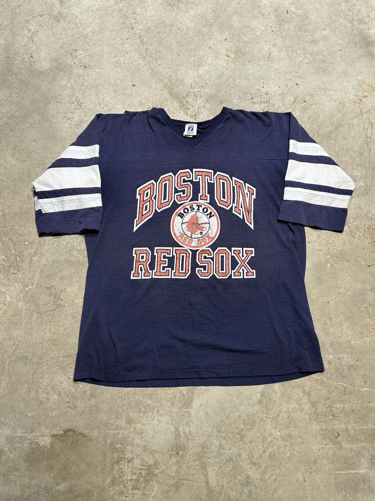 Logo 7 Vintage 90 S Boston Red Sox Raglan Faded Shirt Hoodie, Sweatshirt | FlexRushtees.com