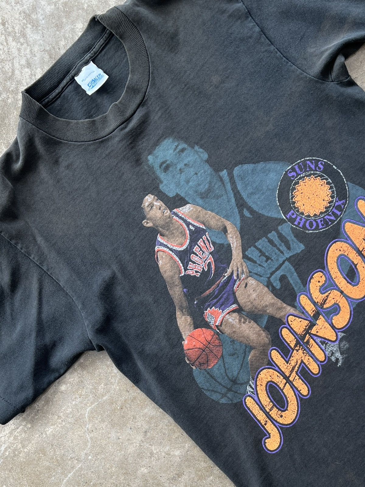 Vintage 90s Nba Phoenix Suns Kevin Johnson Tee Medium Hoodie, Sweatshirt | FlexRushtees.com