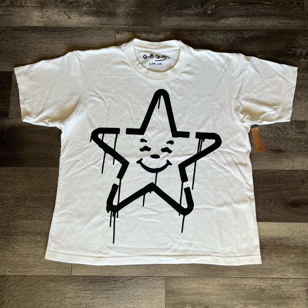 New Asspizza Stencil Star Paint Graphic Logo Tee White Black Hoodie, Sweatshirt | FlexRushtees.com