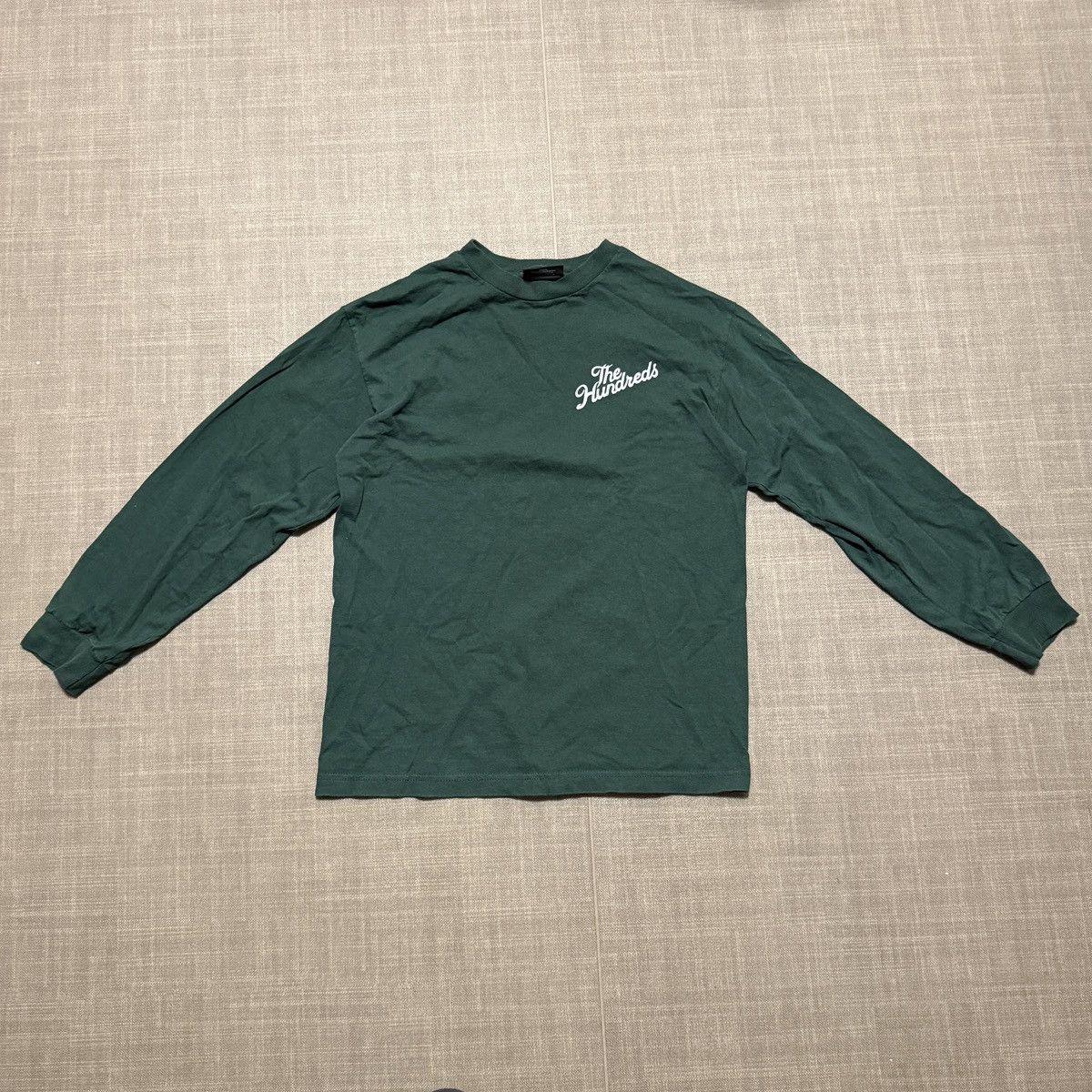 Hundreds The Hundreds Green Longsleeve Ls Script Logo Tee Hoodie, Sweatshirt | FlexRushtees.com