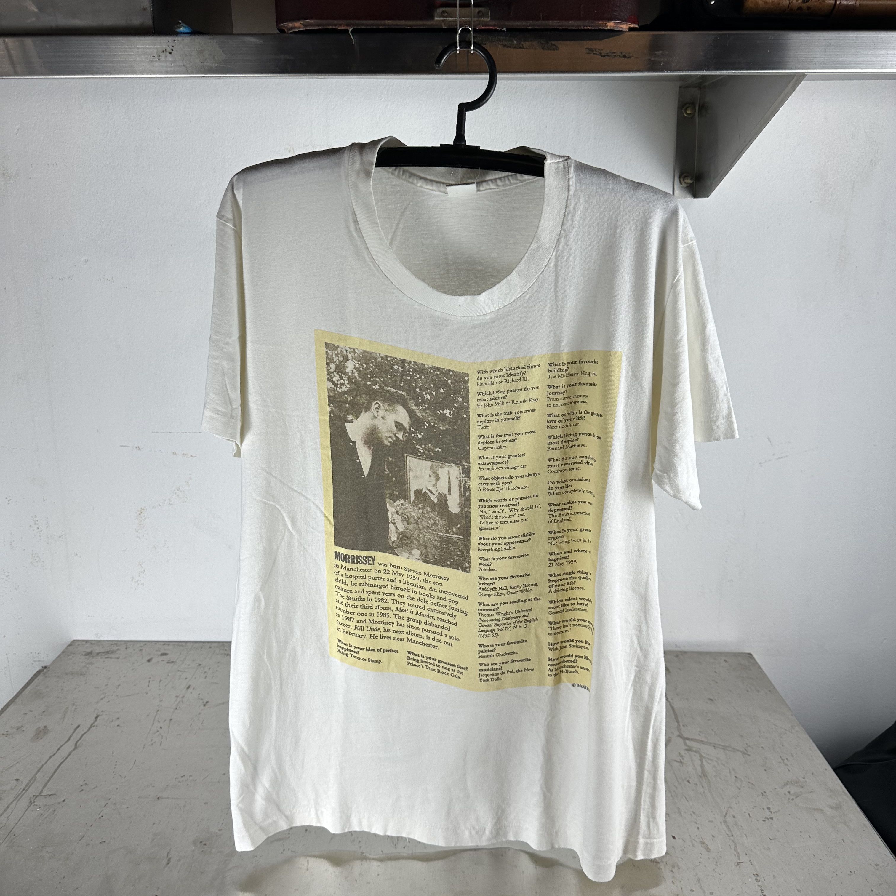 Vintage 1991 Morrissey The Smiths Interview Graphic Large T Shirt Hoodie, Sweatshirt | FlexRushtees.com