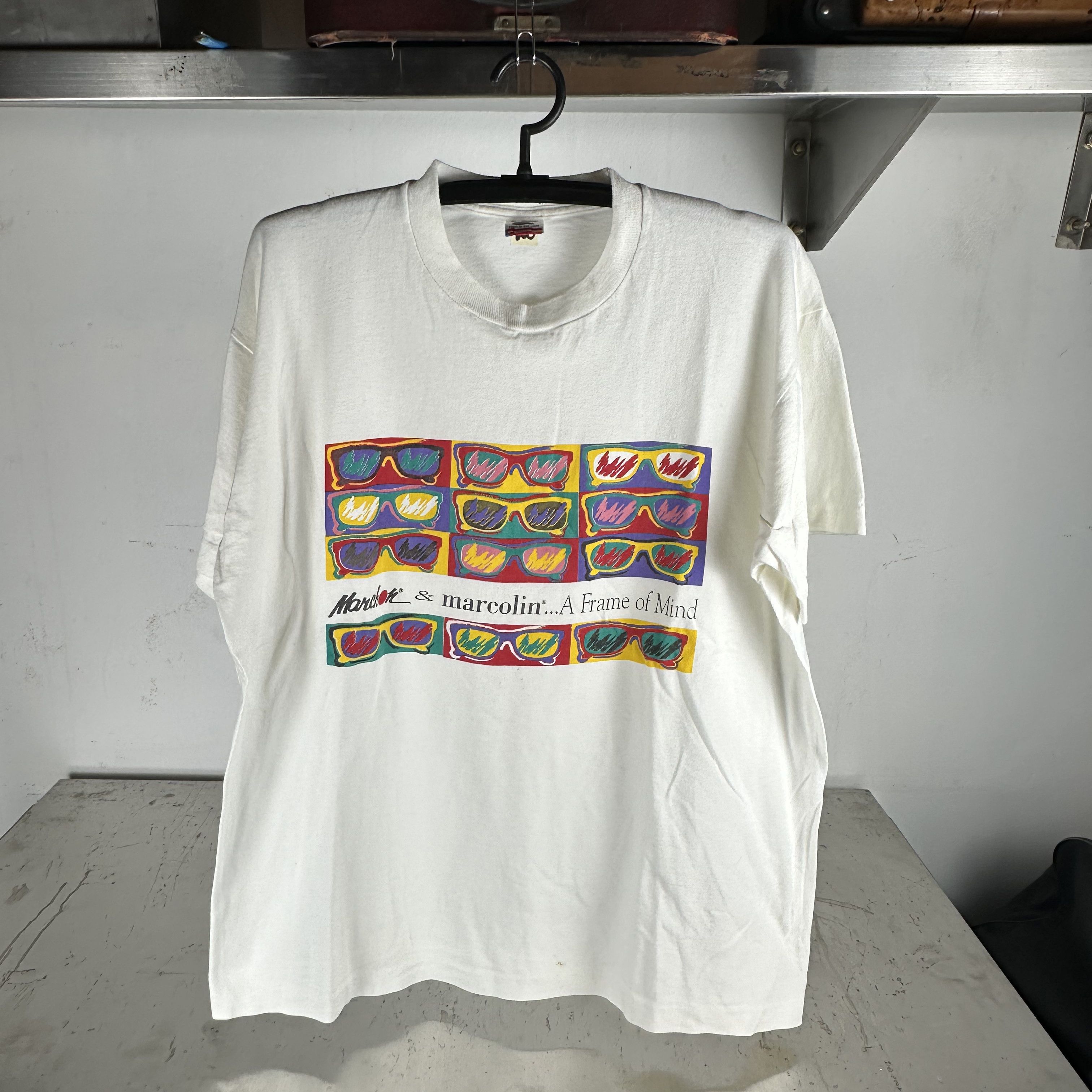 Vintage 90s Marchon Marcolin Eyewear A Frame Of Mind Art Tee Hoodie, Sweatshirt | FlexRushtees.com