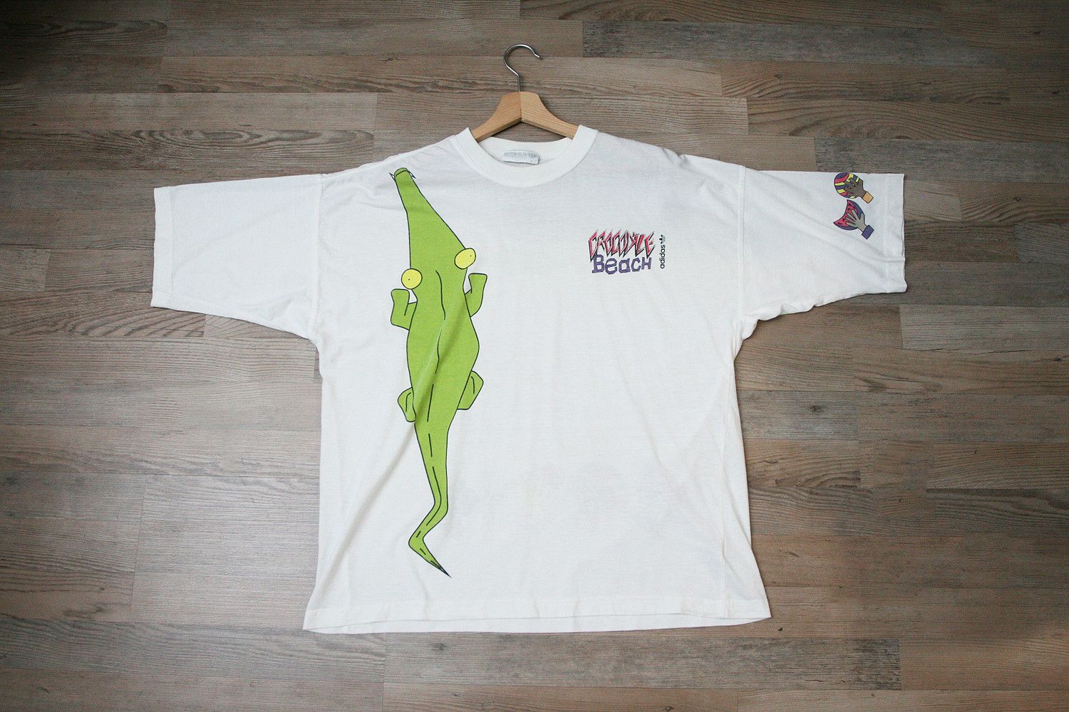 Vintage 80s Adidas Crocodile Beach Boxy Fit Summer T Shirt
