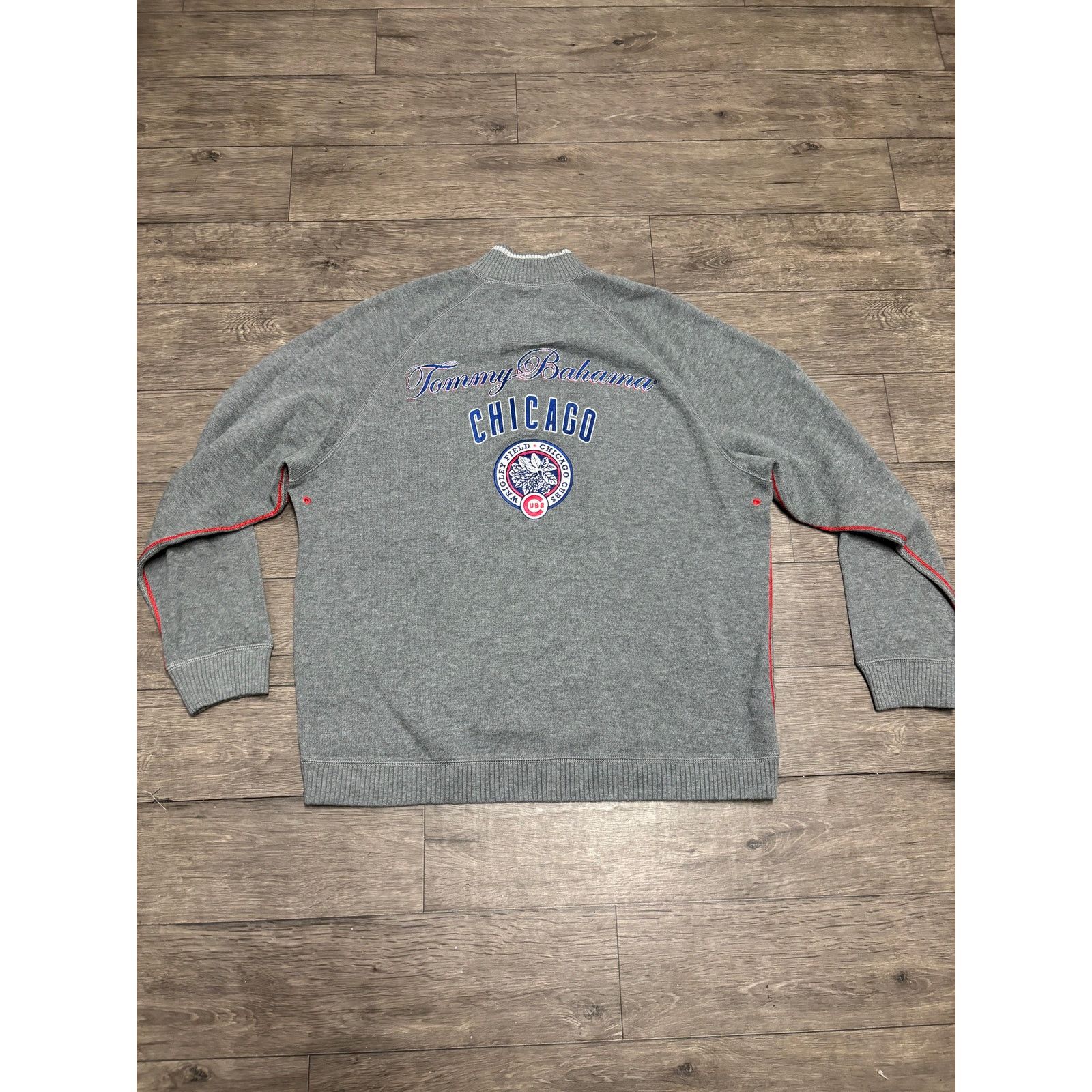 Bahama Tommy Bahama Chicago Cubs Pullover Sweater 1 4 Zip Gray Sz L
