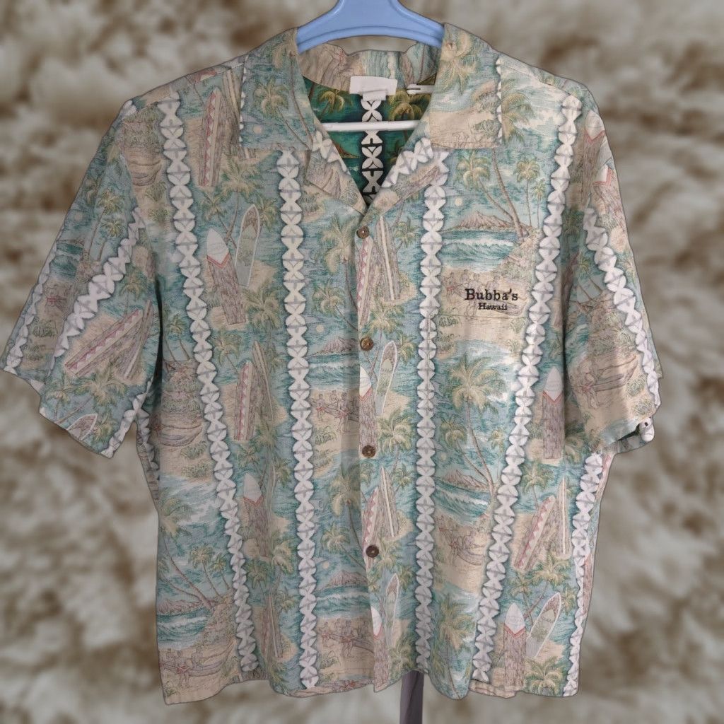 Vintage Jacquline On Kauai Men S Hawaiian Shirt 2xl Short Sleeve Aloha Green Tropical Beach