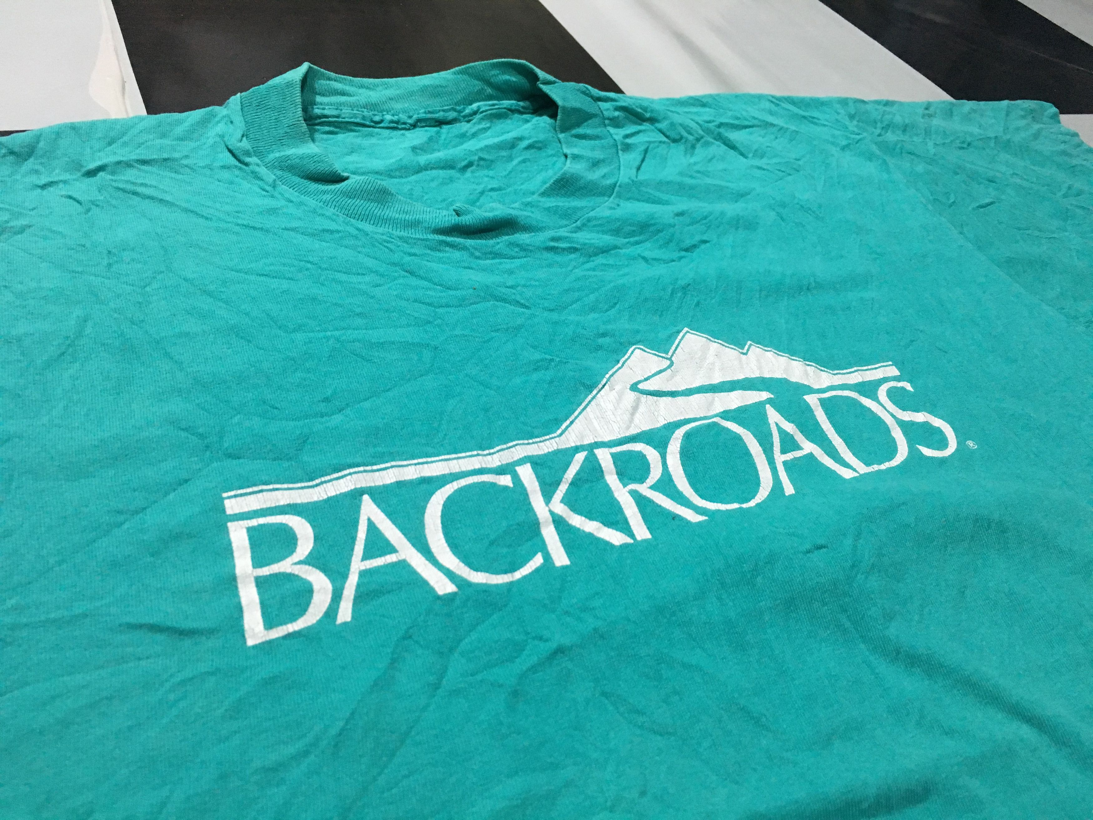 Vintage Backroads Shirt Big Logo Spell Out Hiking Mountain Aqua Green Good Condition Hoodie, Sweatshirt | FlexRushtees.com