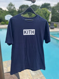 Navy Kith Box Logo T Shirt Medium Blue Hoodie, Sweatshirt | FlexRushtees.com