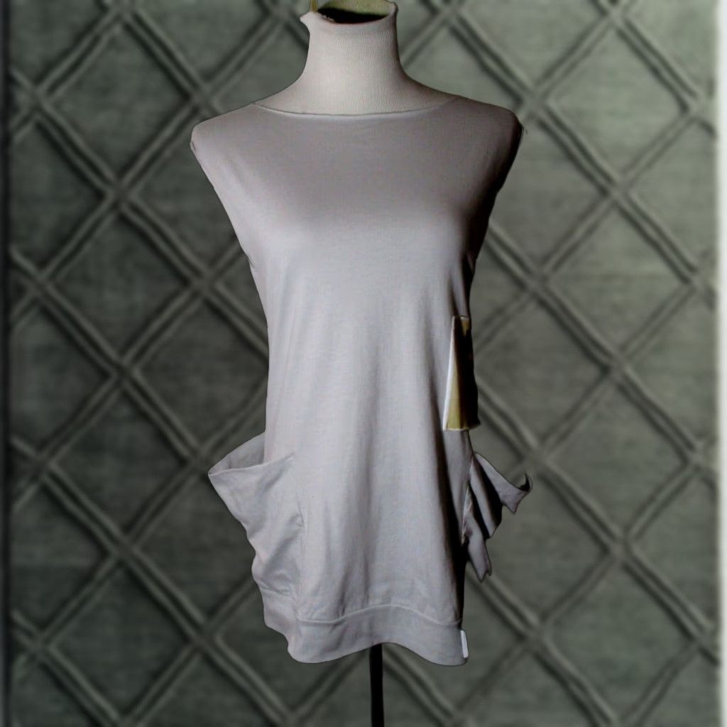 Clot Vintage Women S Artist Smock Top Shirt Sleeveless Cotton Size S Gray All Seasons Top