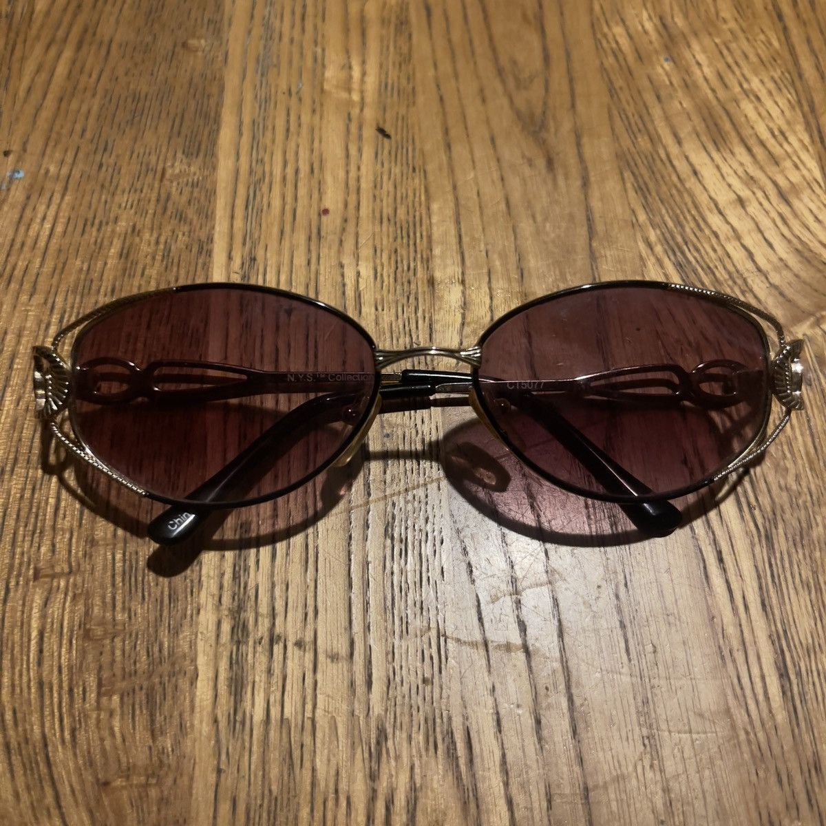 Vintage Y2k Metal Cartier Style Rose Lens Sunglasses