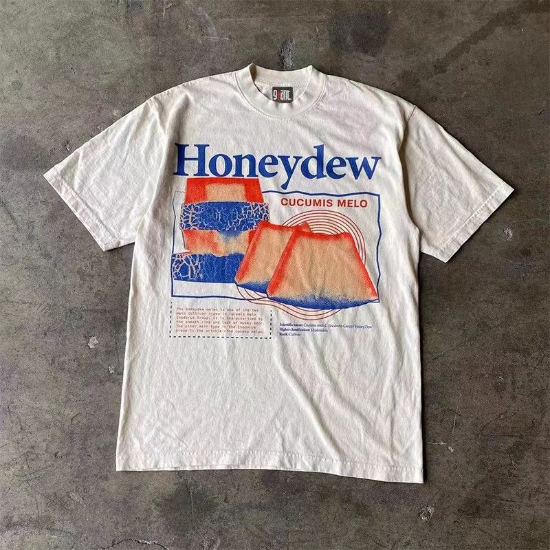 Japanese Brand Loose Retro Honeyew Printed Tee Hoodie, Sweatshirt | FlexRushtees.com