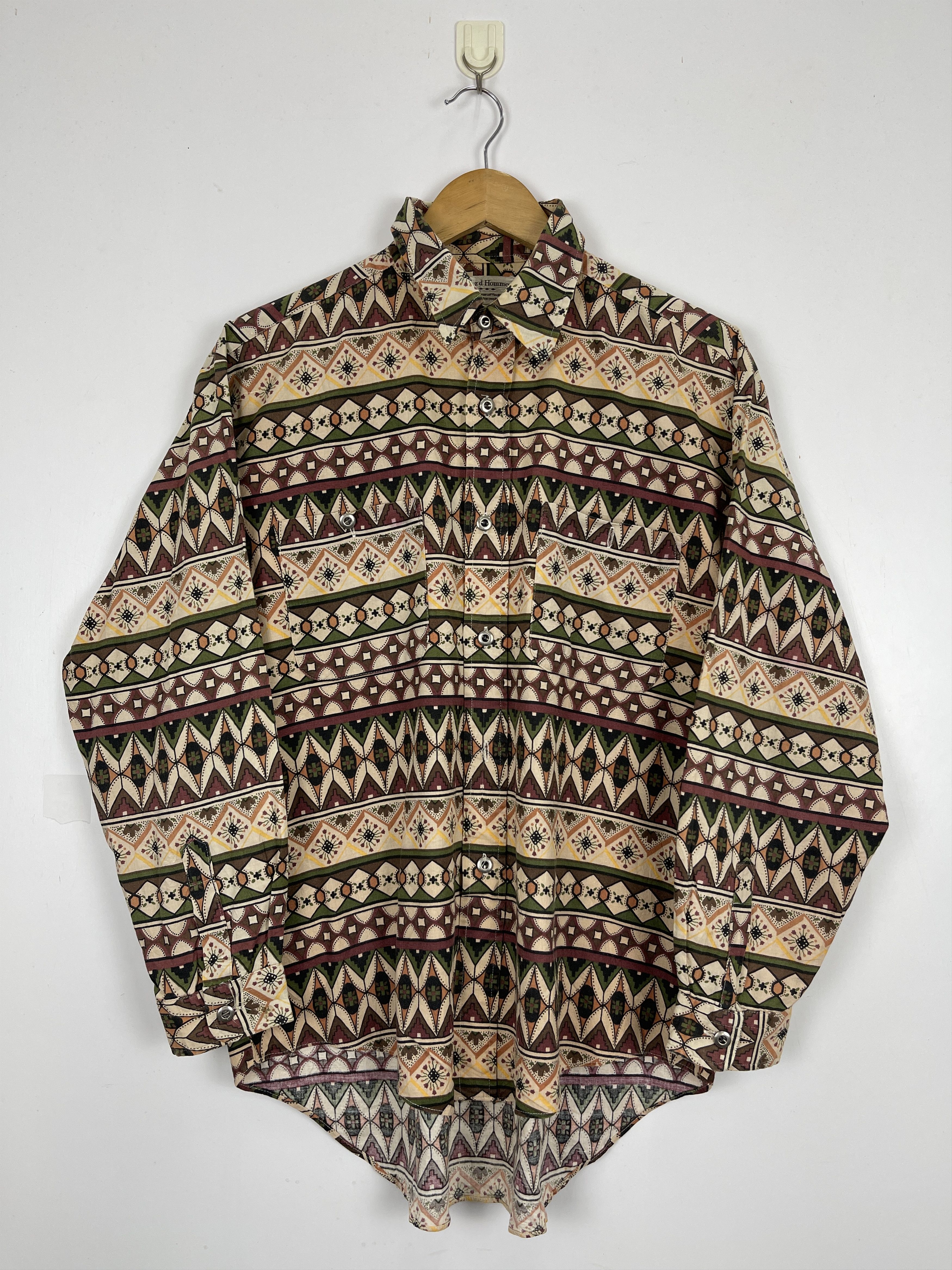 Vintage 80s Italian Designer Native Navajo Motive Shirt
