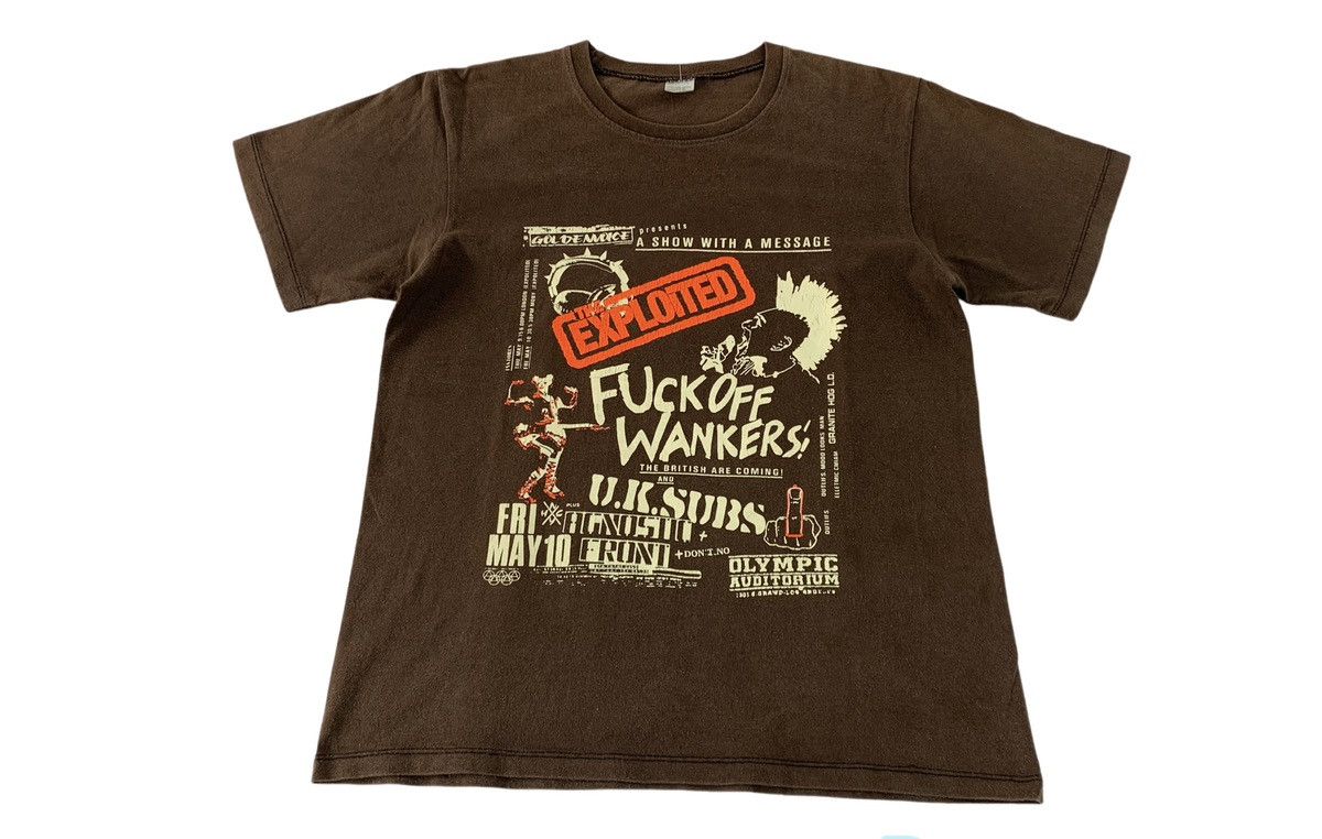 Vintage Exploited Scott Rock Uk Sub Fuckoff Wankers Big Logo Tee Hoodie, Sweatshirt | FlexRushtees.com