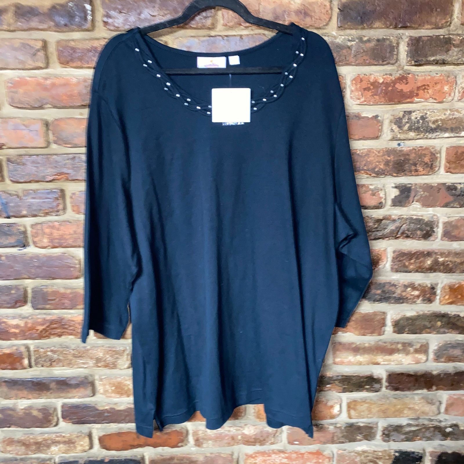 Other Nwt Quacker Factory Black Braided 3 4 Sleeve T Shirt 3x