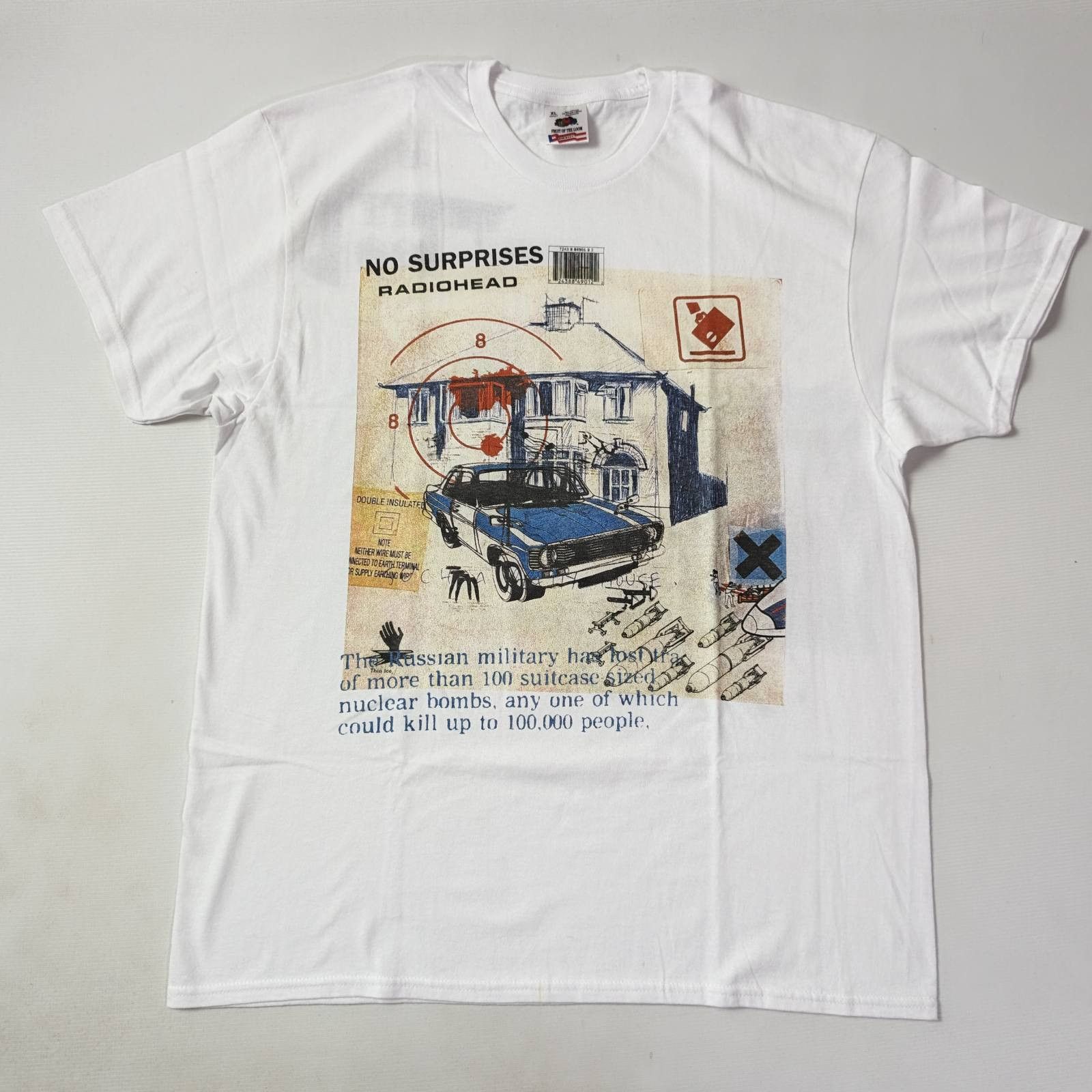 Band Tees Radiohead No Surprises White Tshirt Fotl Size Xlarge Hoodie, Sweatshirt | FlexRushtees.com