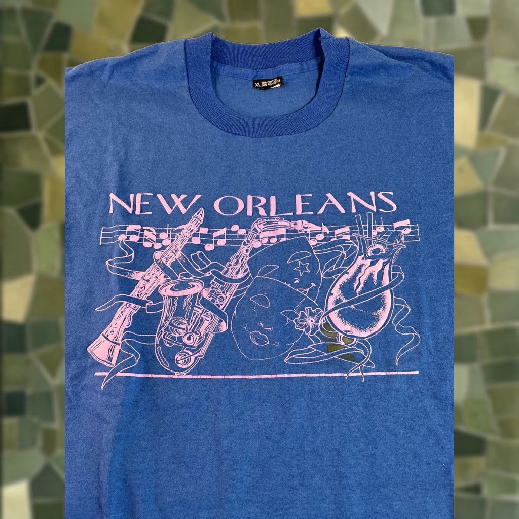 Vintage Screen Stars Best New Orleans T Shirt Unisex Adults Xl Blue Jazz Puffy Graphic Singl Hoodie, Sweatshirt
