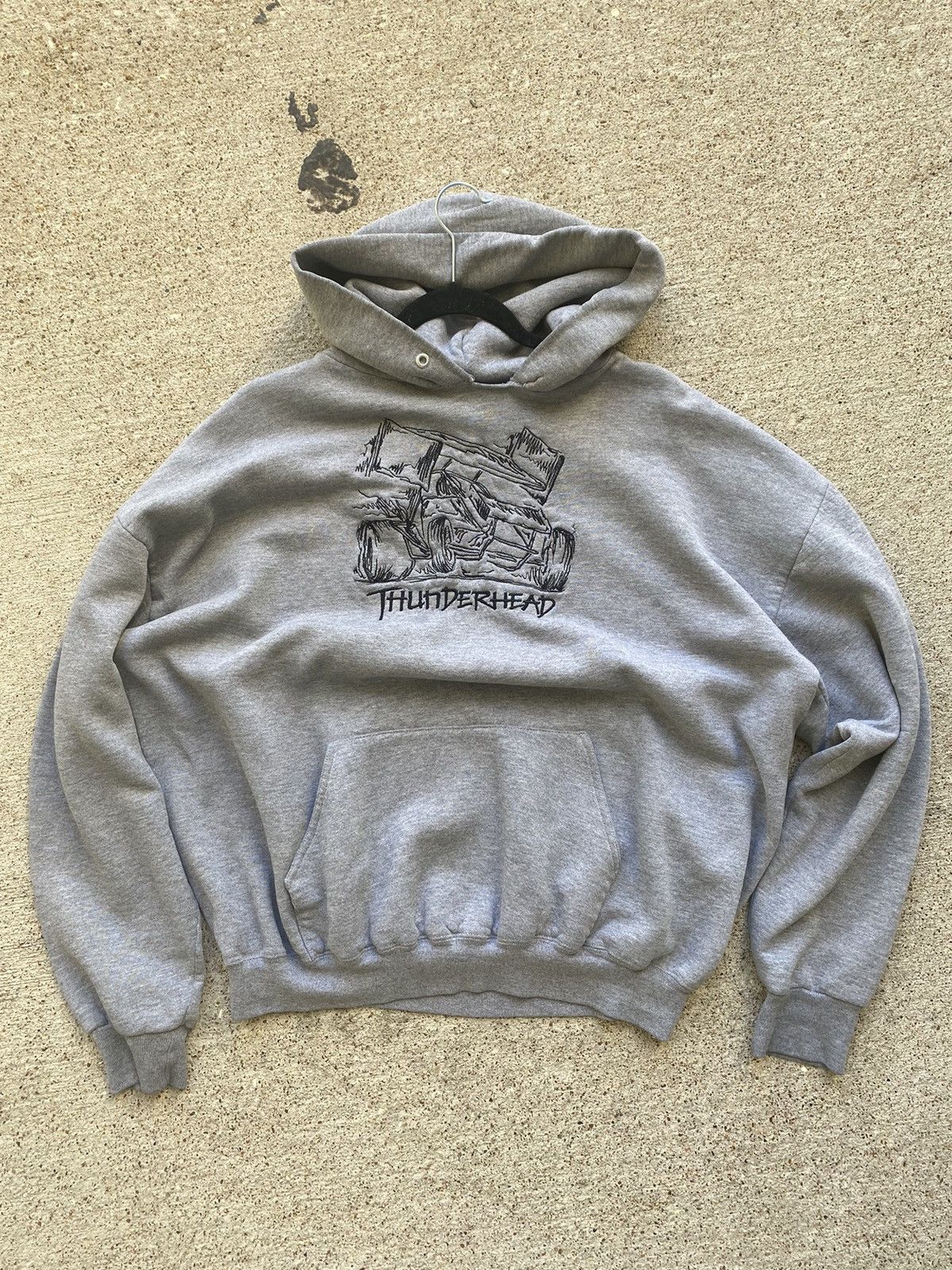 1990s Vintage Jerzees Grey Boxy Hoodie