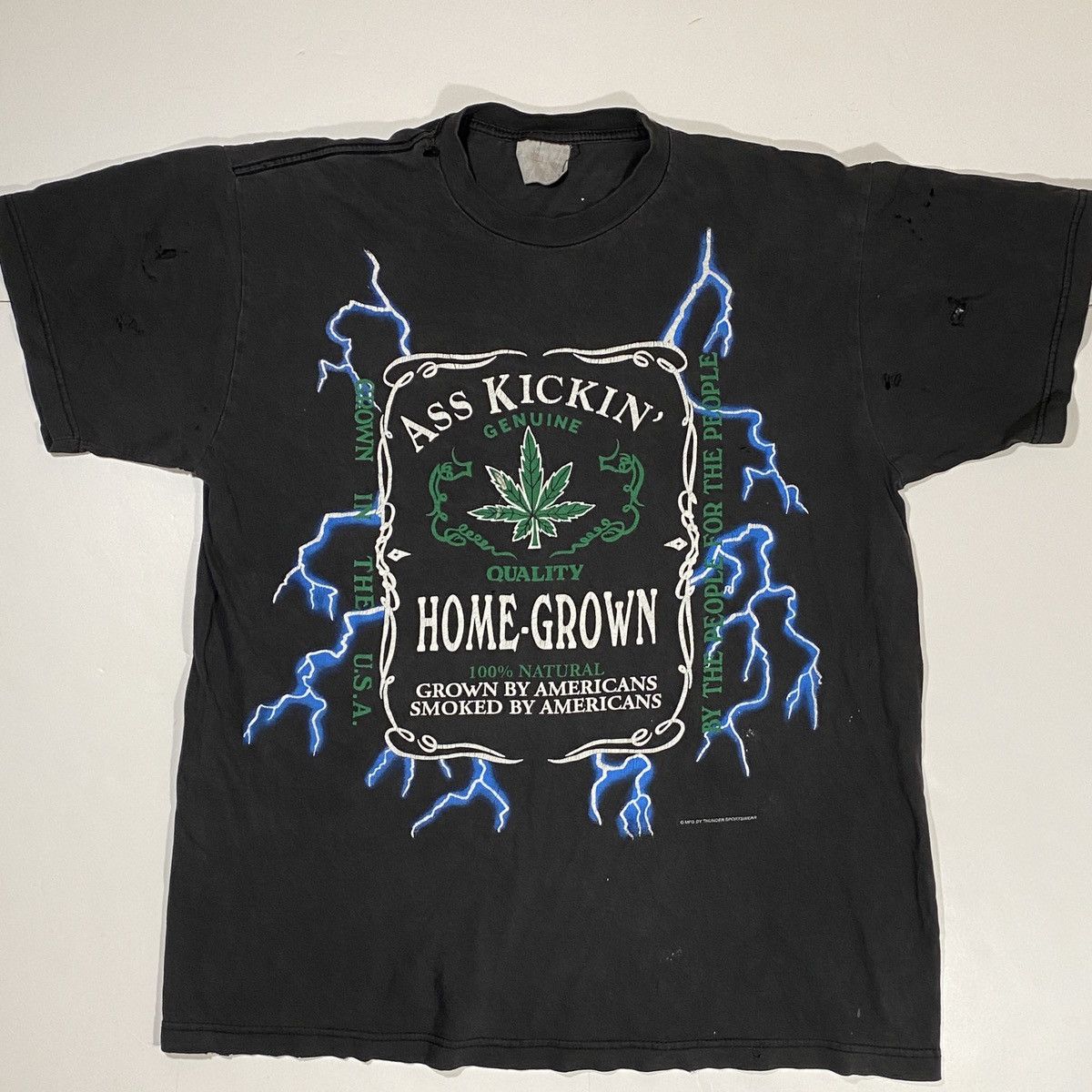 Vintage Distressed American Thunder Weed Tee Hoodie, Sweatshirt | FlexRushtees.com