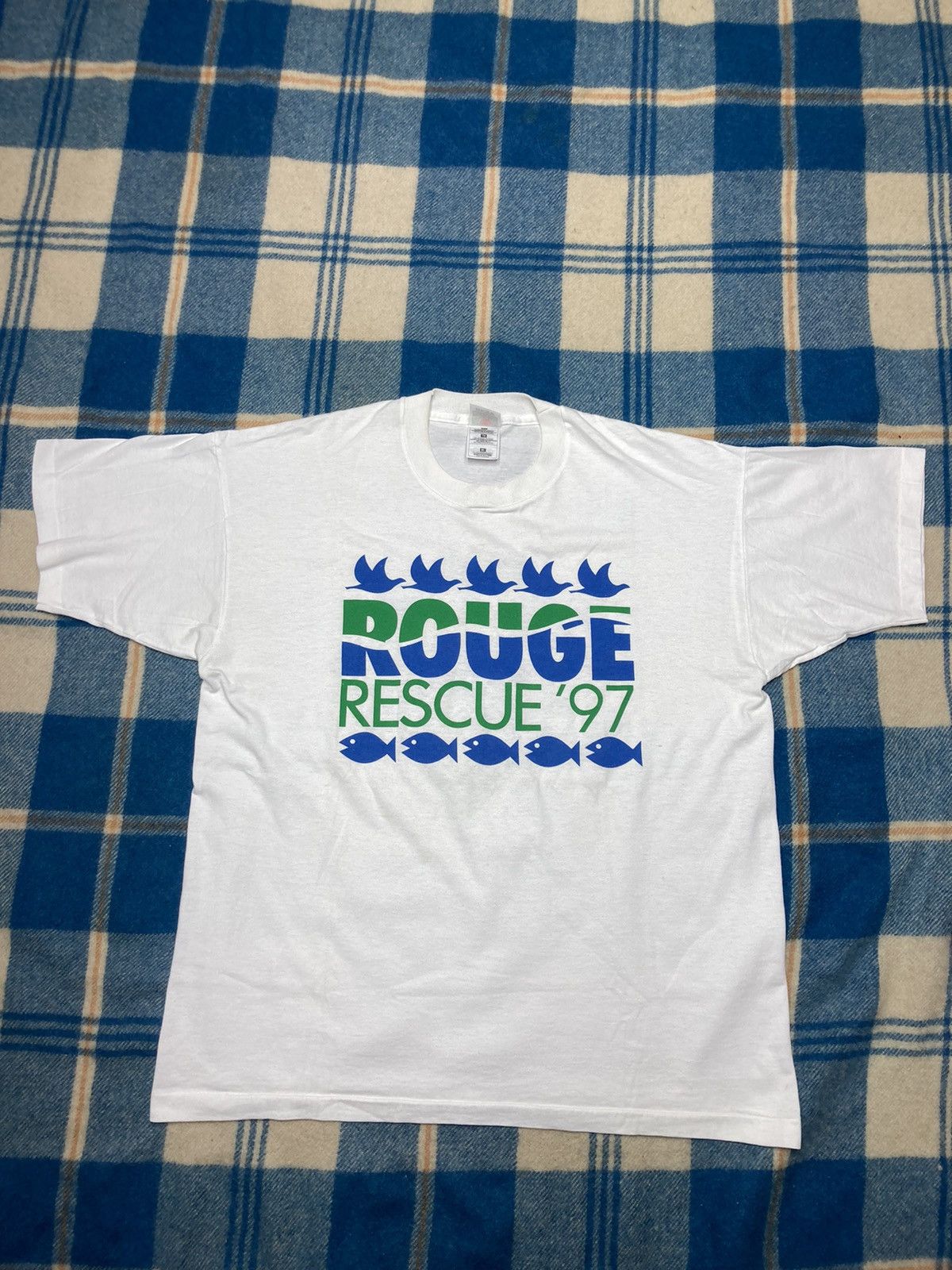 Other X Vintage Vintage Fruit Of The Loom T Shirt 90s Rouge Rescue Fish Xl