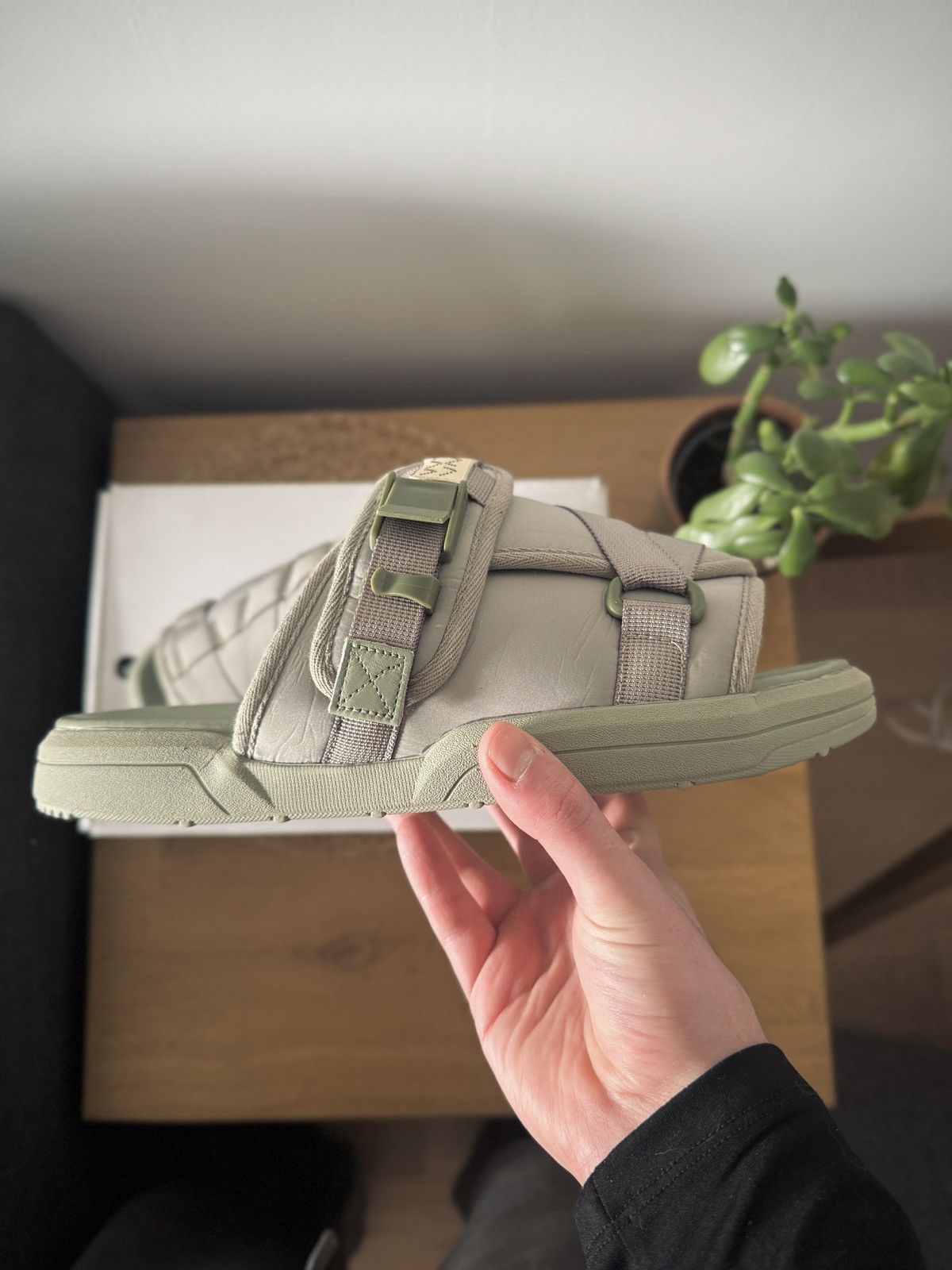 Visvim Christo Ss19 Green Olive Slides Lightly Worn