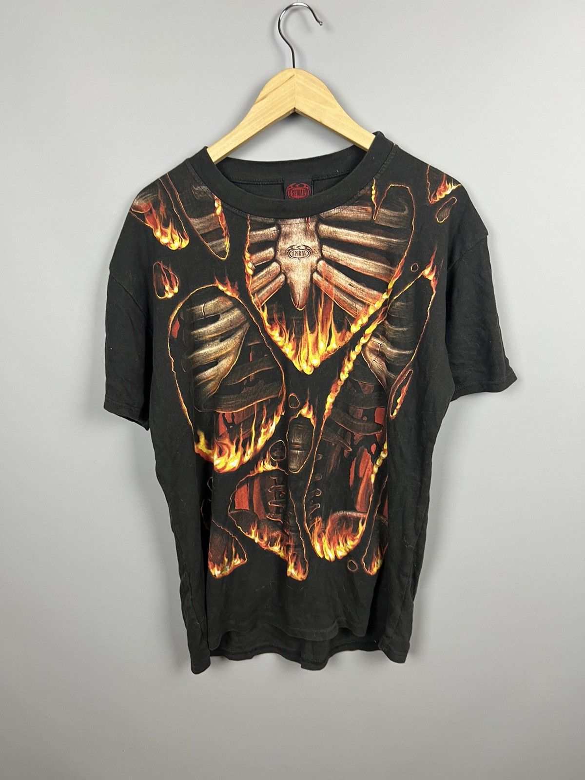 Band Tees M Vintage Y2k Spiral 666 Skeleton Tee Rock Hoodie, Sweatshirt | FlexRushtees.com