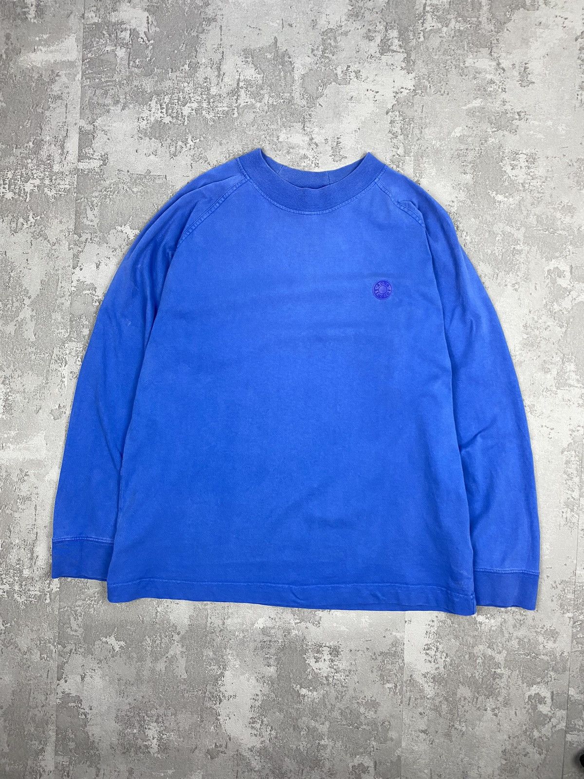 Acne Studios Long Sleeve Gum Logo T Shirt Washed Ocean Blue
