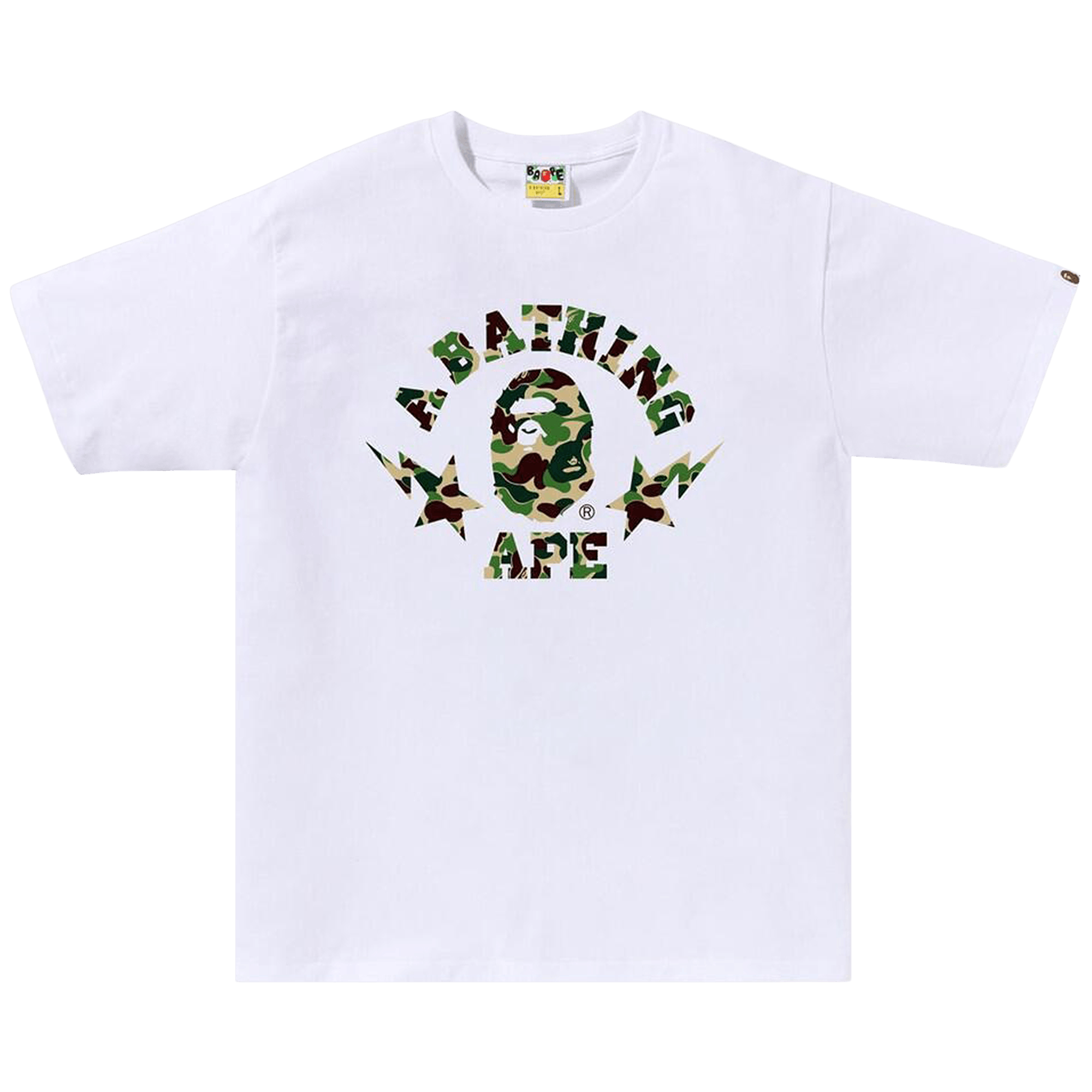 Bape Abc Camo Sta College Tee White Green Hoodie, Sweatshirt | FlexRushtees.com