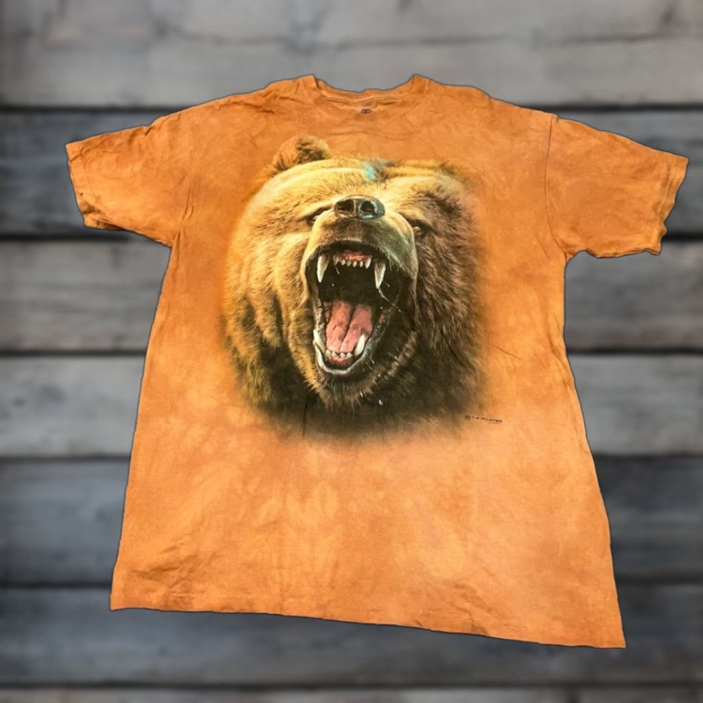 Mountain Vintage The Mountain T Shirt Bear Print 2xl Mens Brown Orange Cotton Crew Neck Short Sl