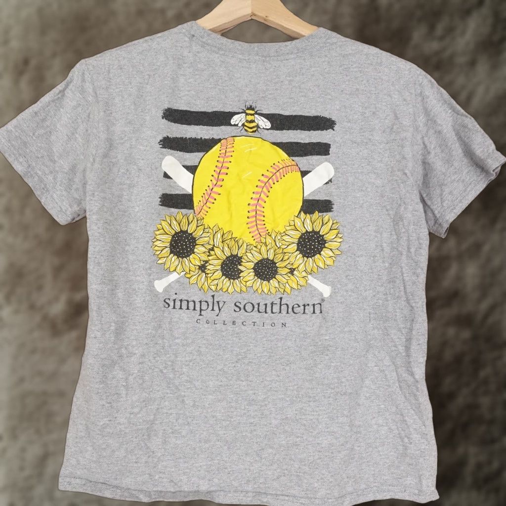 Sunflower Simply Southern Shirt Youth Medium Gray T Shirt Crew Neck Short Sleeve Graphic Print Tee G Hoodie, Sweatshirt