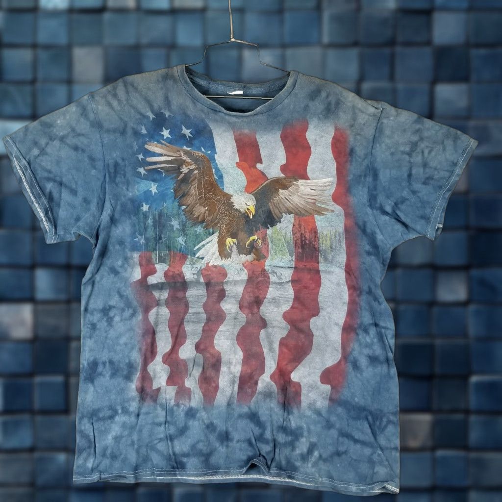 Vintage Eagle Shirt Men Large Blue Nature Graphic Tee 2000s Usa Wildlife