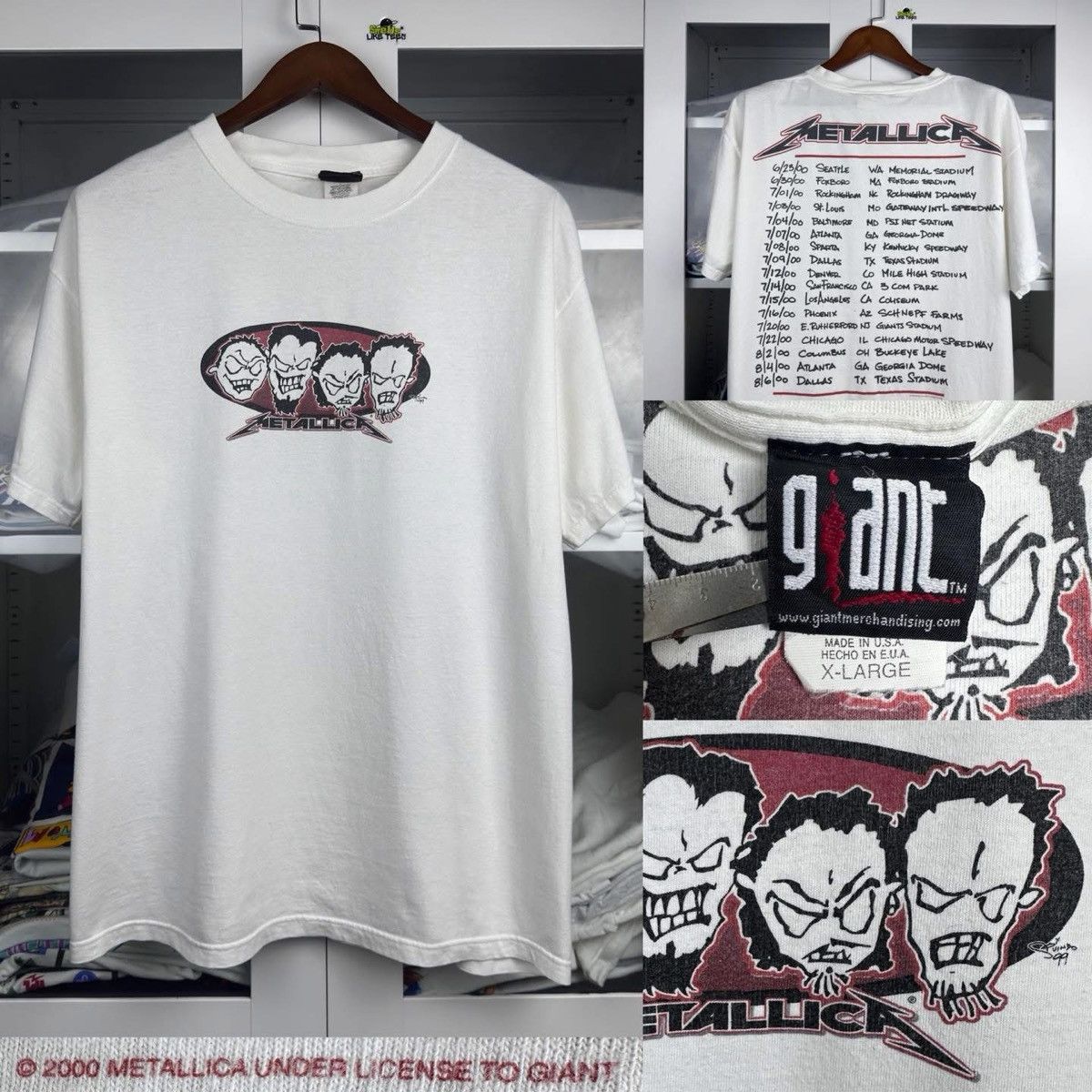 Giant Vintage 2000 Metallica Summer Sanitarium Tourtee Giant Tagxl